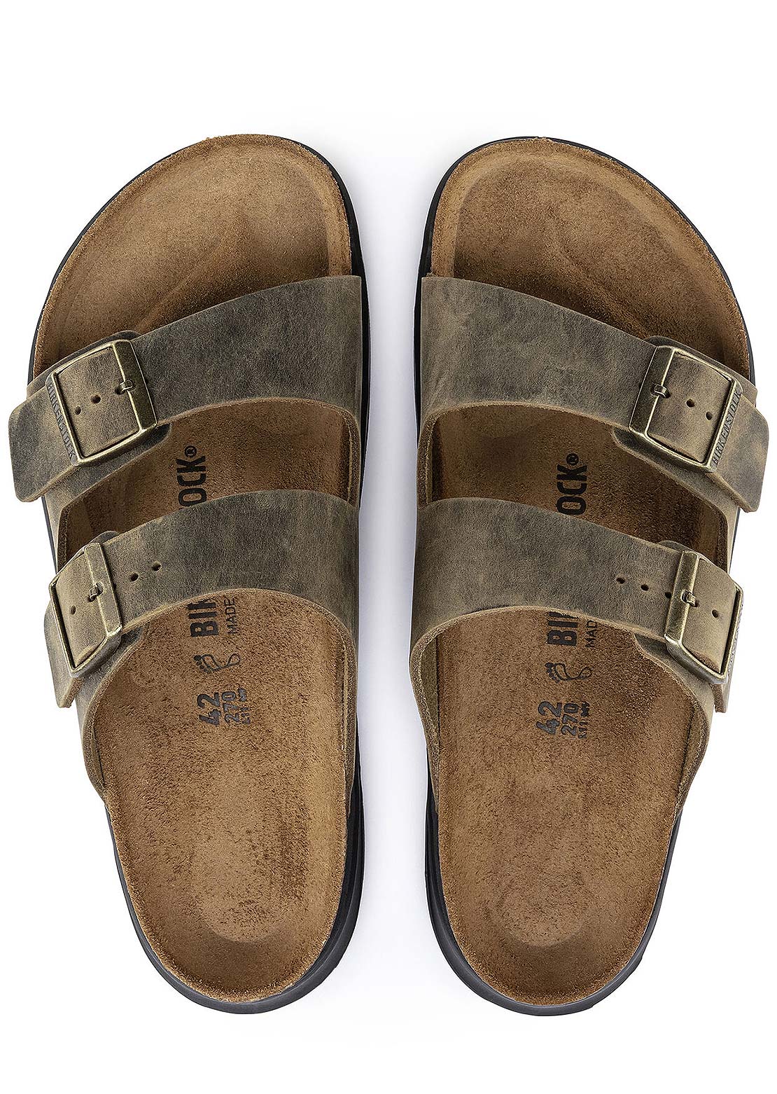 Birkenstock Men&#39;s Arizona Crosstown Oiled Leather Sandals Faded Khaki