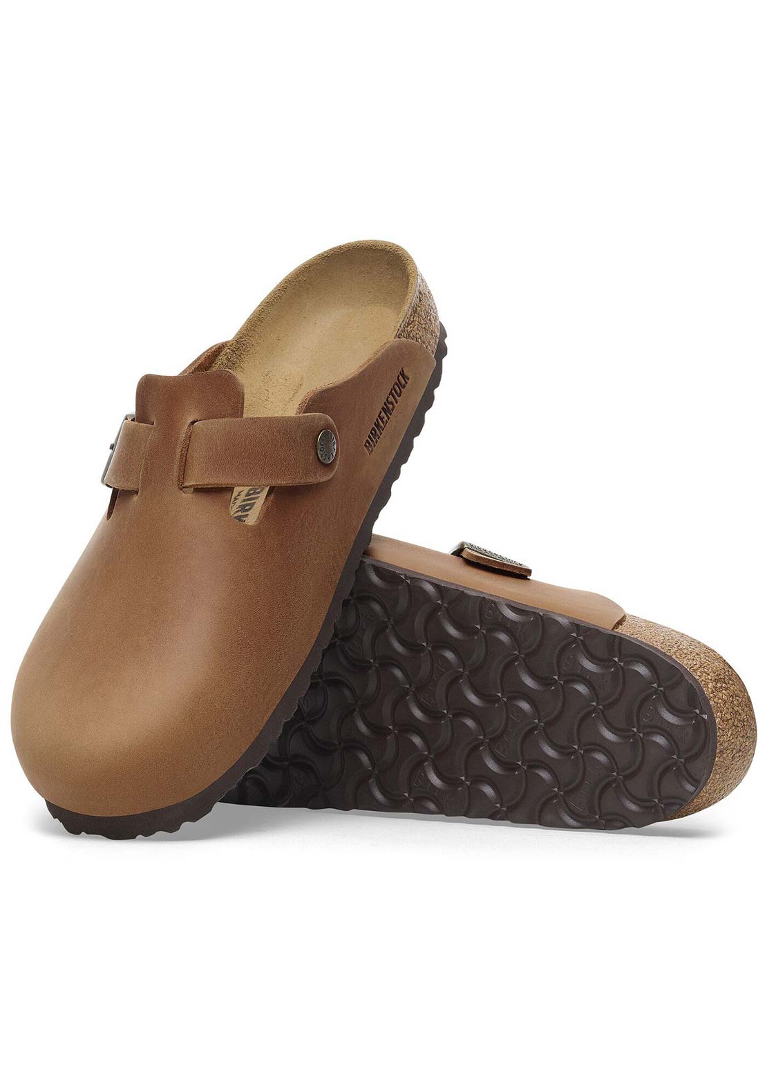 Birkenstock Unisex Boston Oiled Leather Sandals Cognac