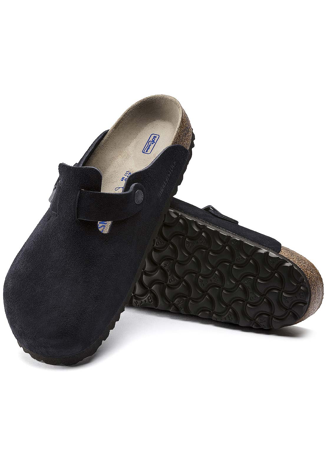 Birkenstock Unisex Boston Soft Suede R Footbed Sandals Black