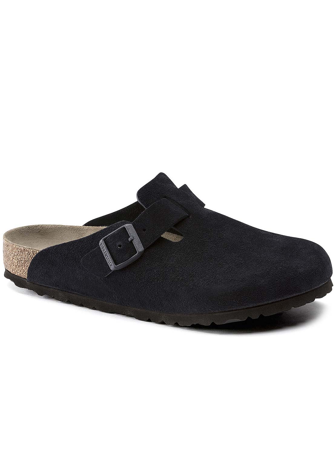 Birkenstock Unisex Boston Soft Suede R Footbed Sandals Black
