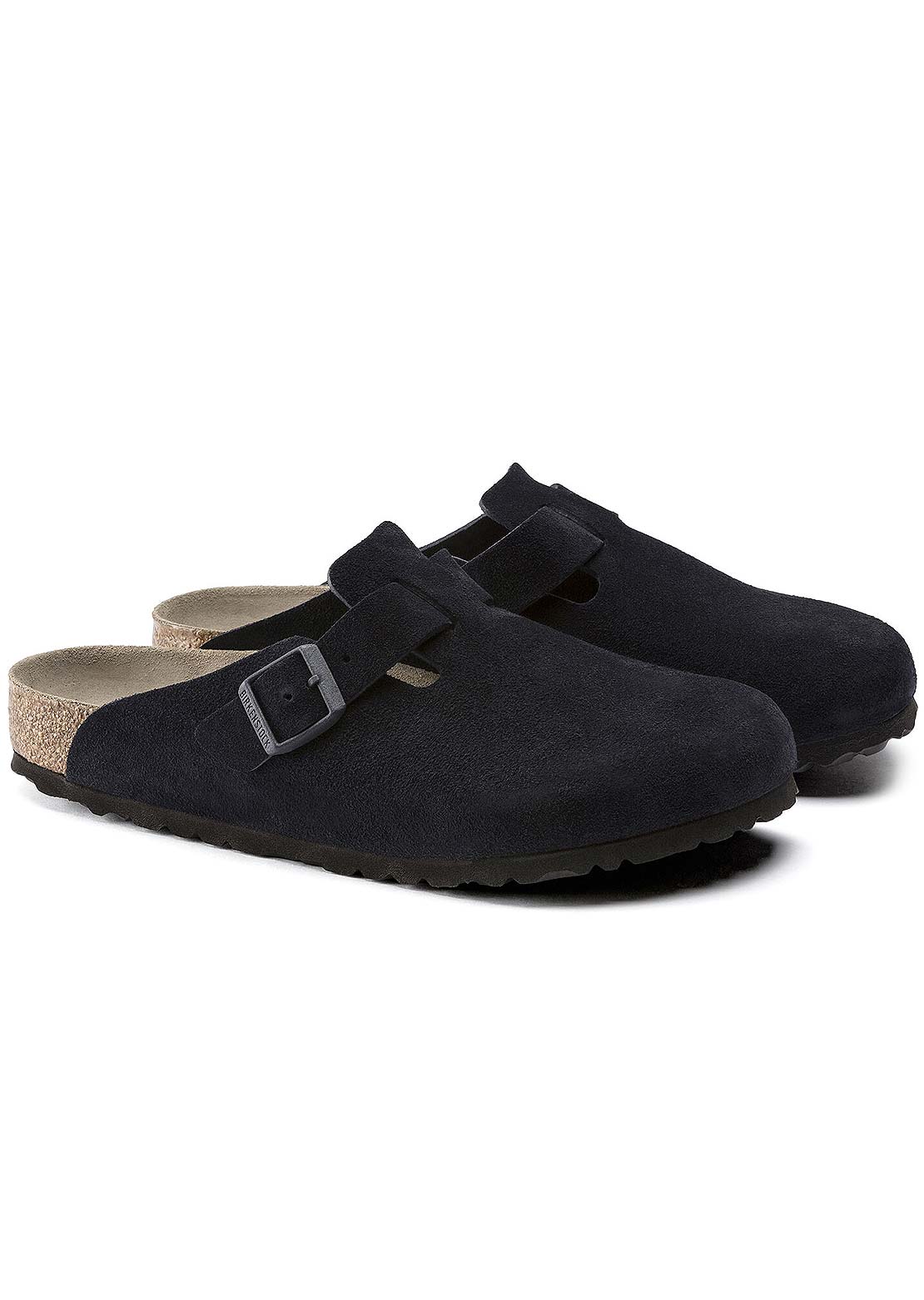 Birkenstock Unisex Boston Soft Suede R Footbed Sandals Black