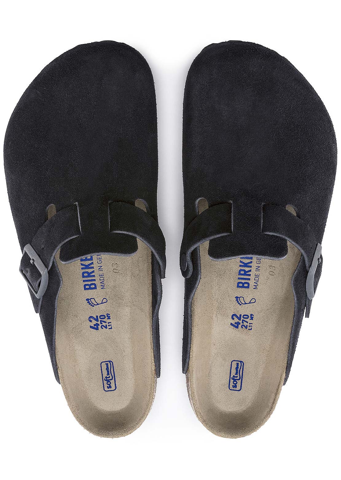 Birkenstock Unisex Boston Soft Suede R Footbed Sandals Black
