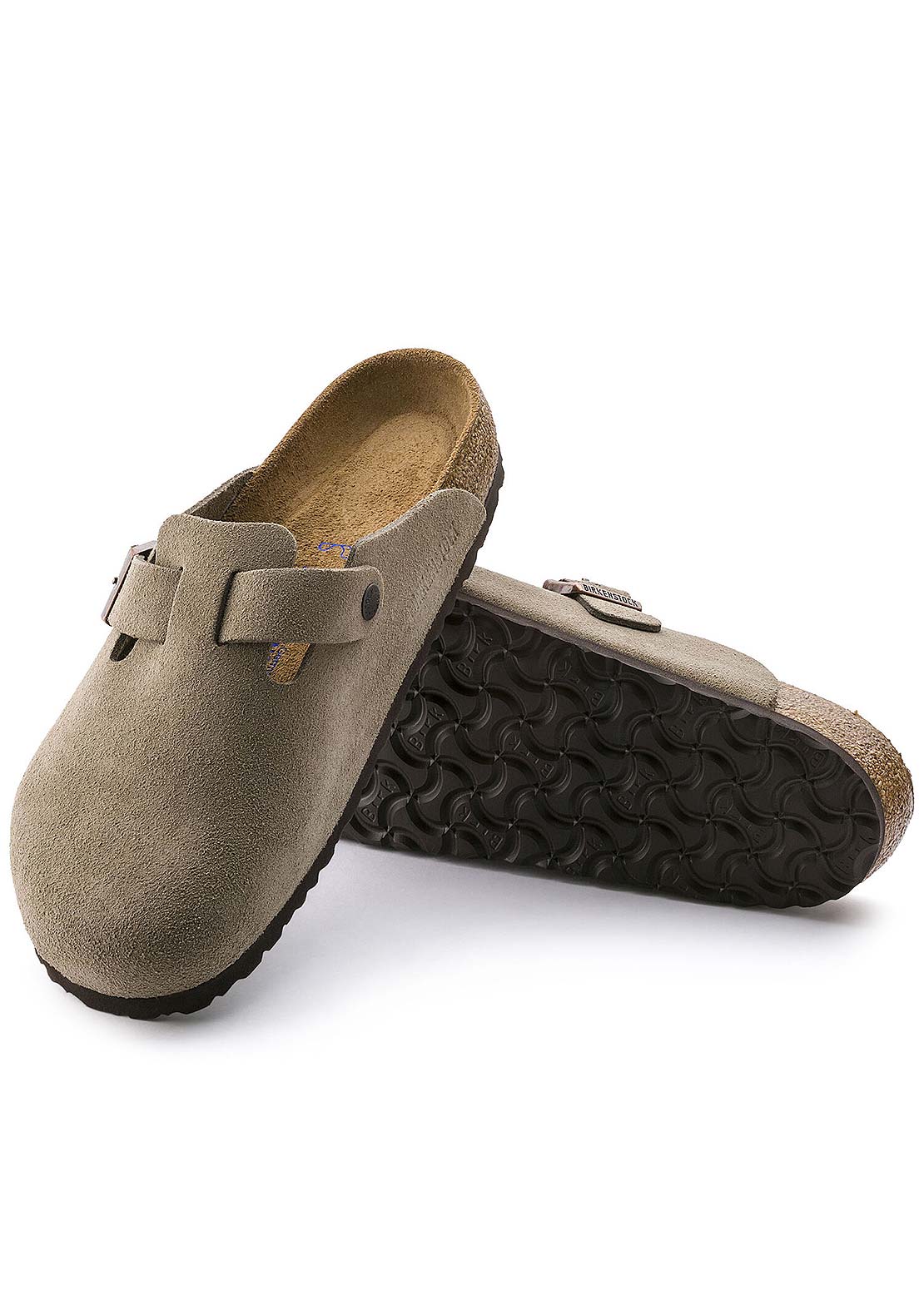 Birkenstock Unisex Boston Soft Suede R Footbed Sandals Taupe