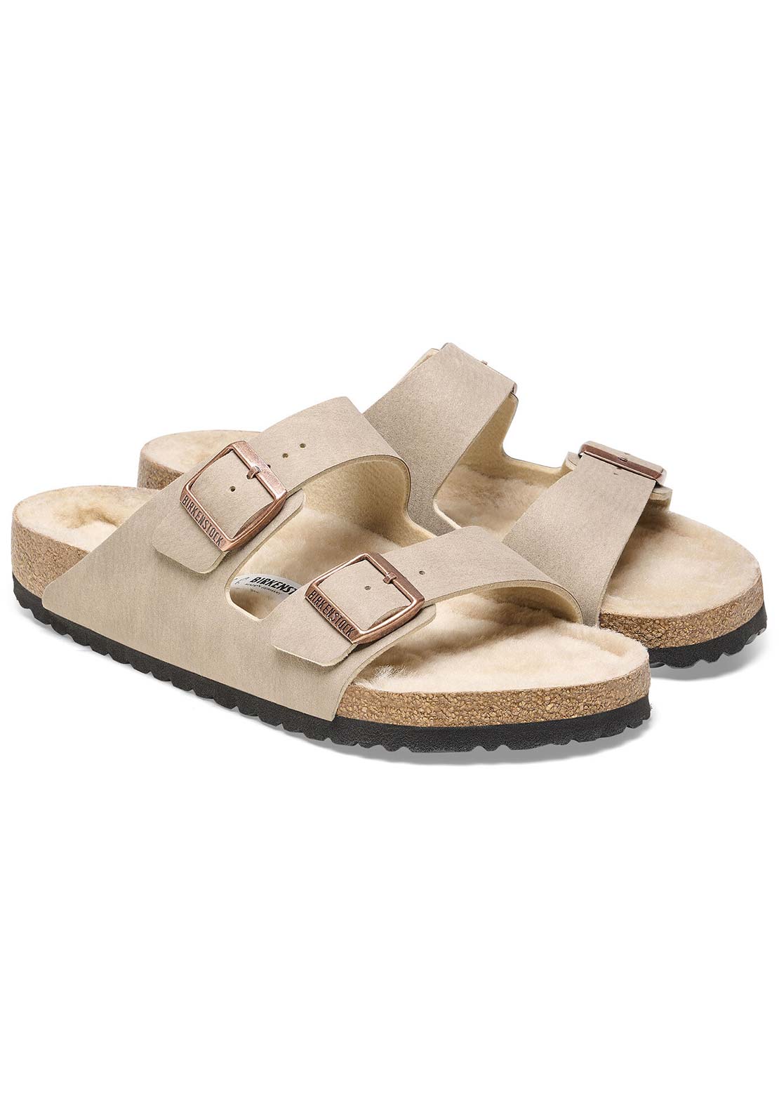 Birkenstock Women's Arizona Desert Microfiber/Shearling Narrow Sandals Dust Gray Taupe