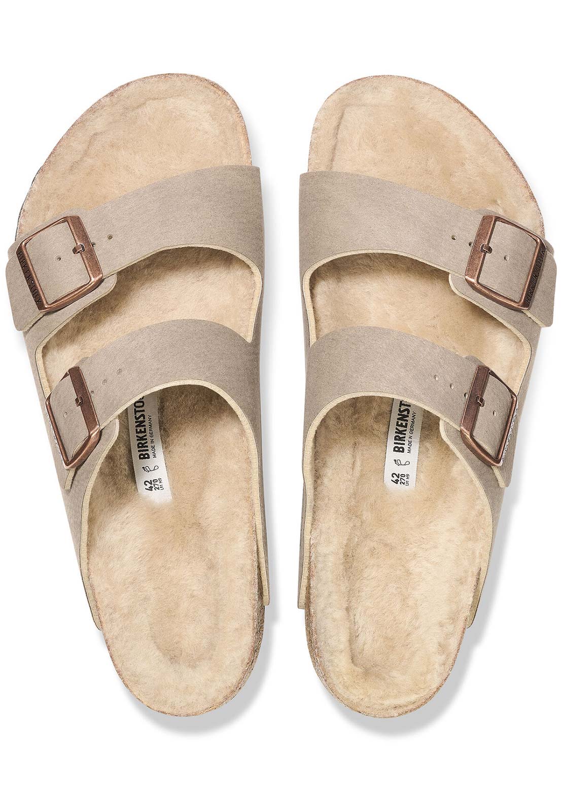 Birkenstock Women's Arizona Desert Microfiber/Shearling Narrow Sandals Dust Gray Taupe