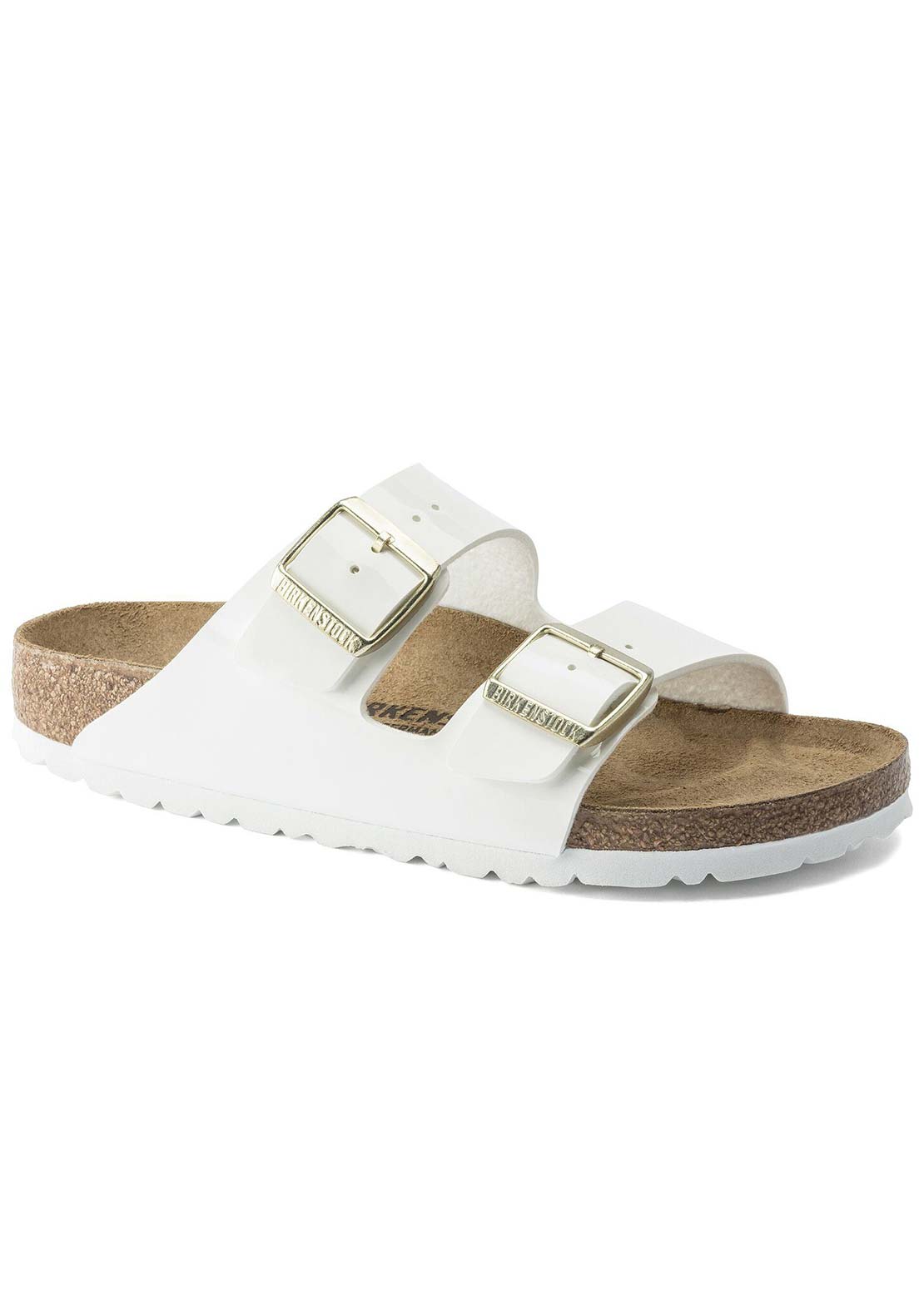 Birkenstock Women's Arizona Patent Birko-Flor Regular Sandals White