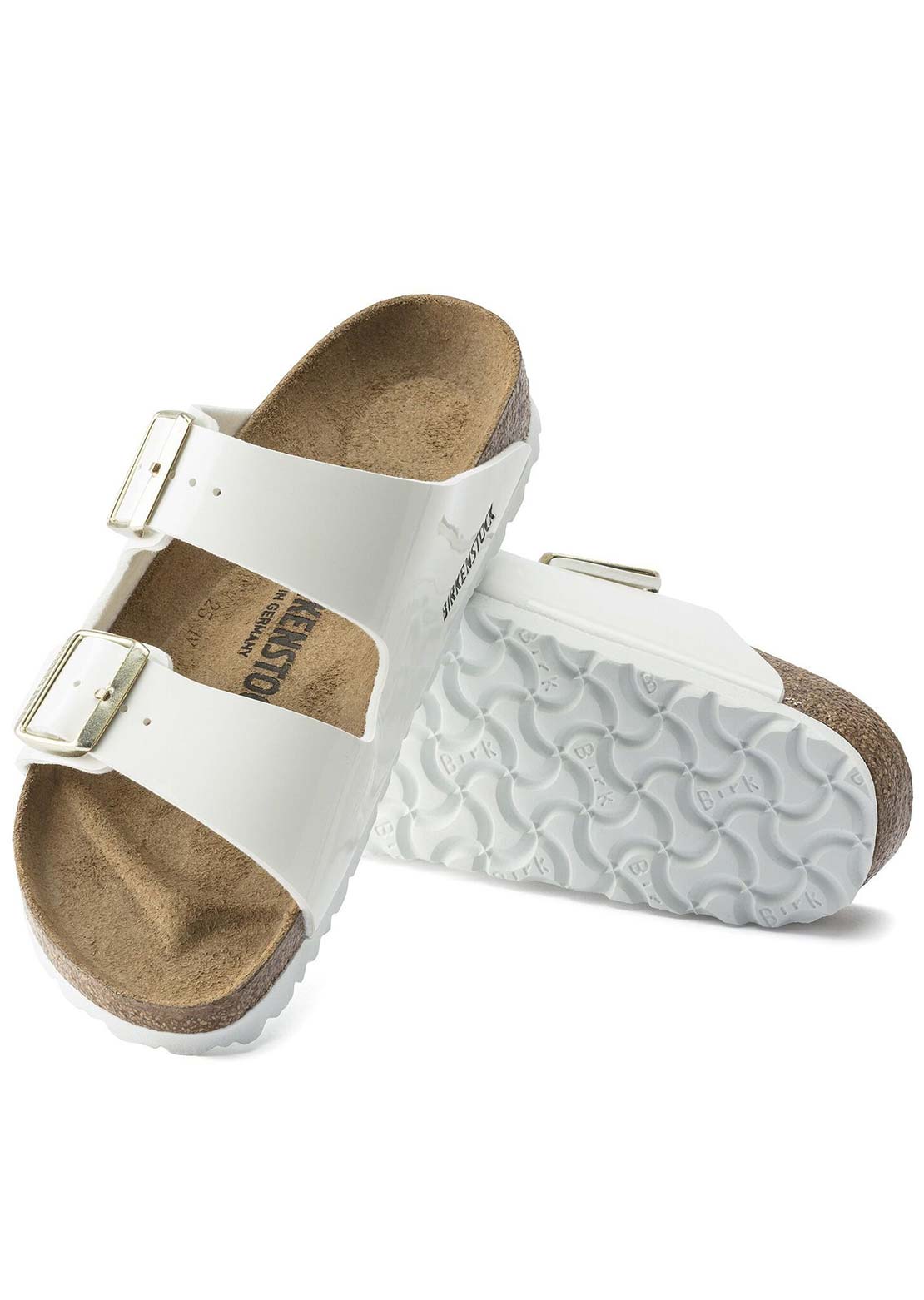 Birkenstock Women's Arizona Patent Birko-Flor Regular Sandals White