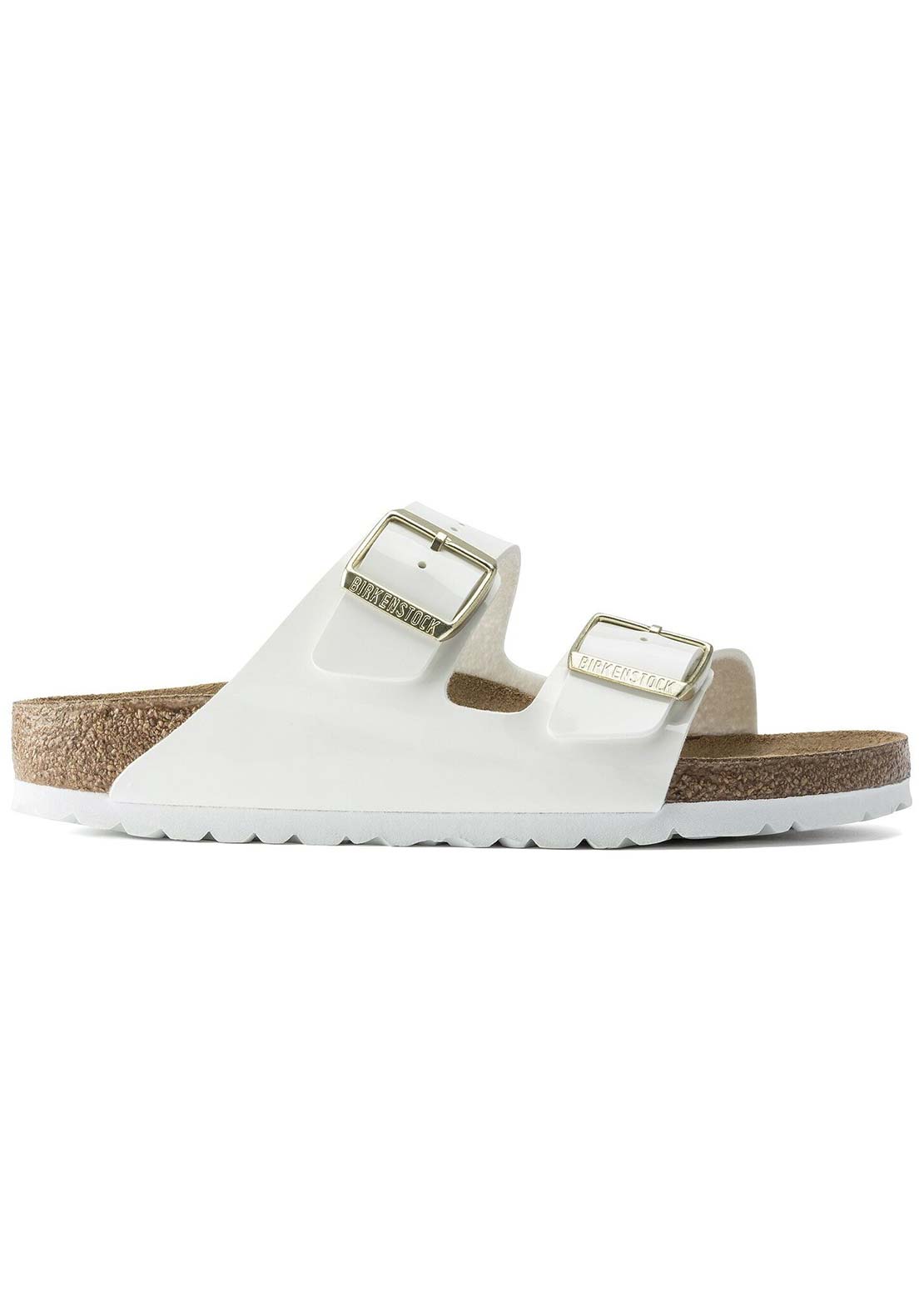 Birkenstock Women's Arizona Patent Birko-Flor Regular Sandals White