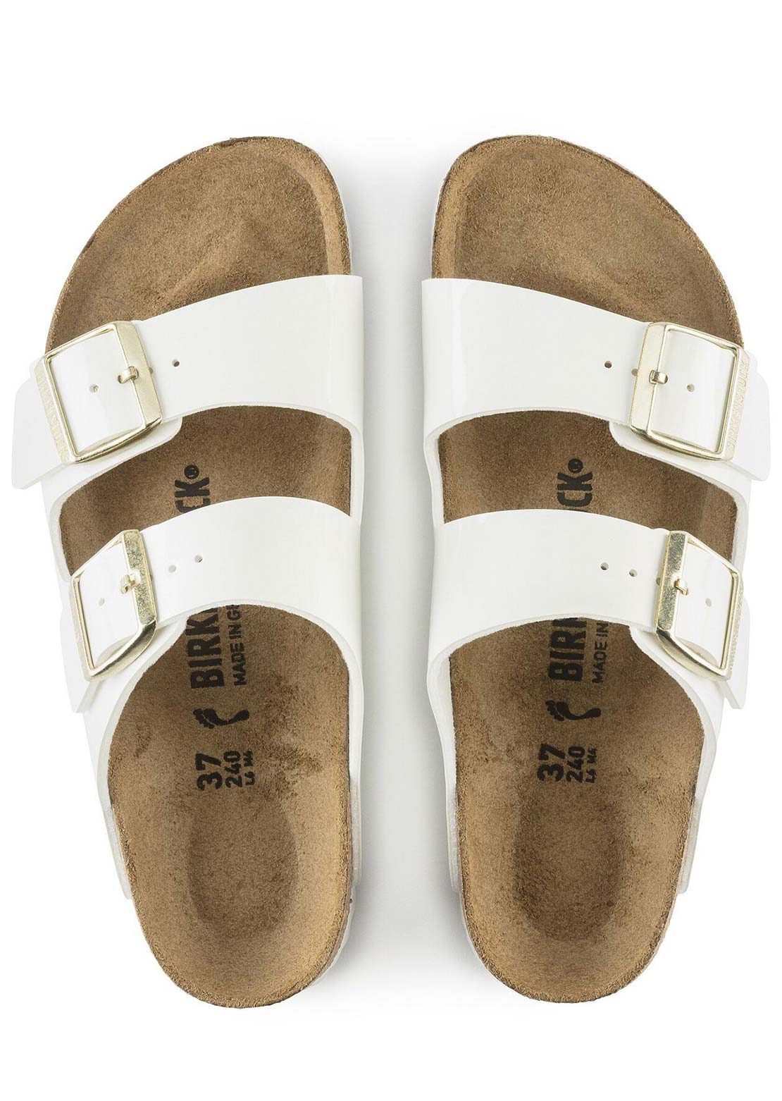 Birkenstock Women's Arizona Patent Birko-Flor Regular Sandals White