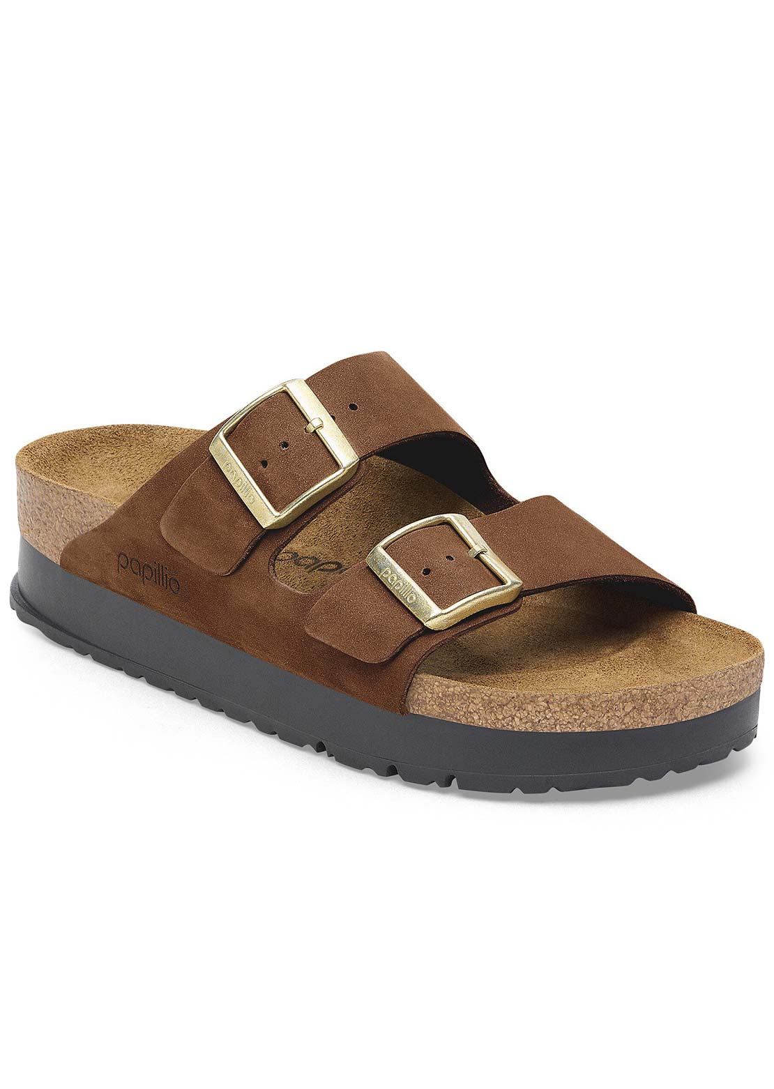 Birkenstock Women's Arizona Platform Nubuck Narrow Sandals Dark Tea