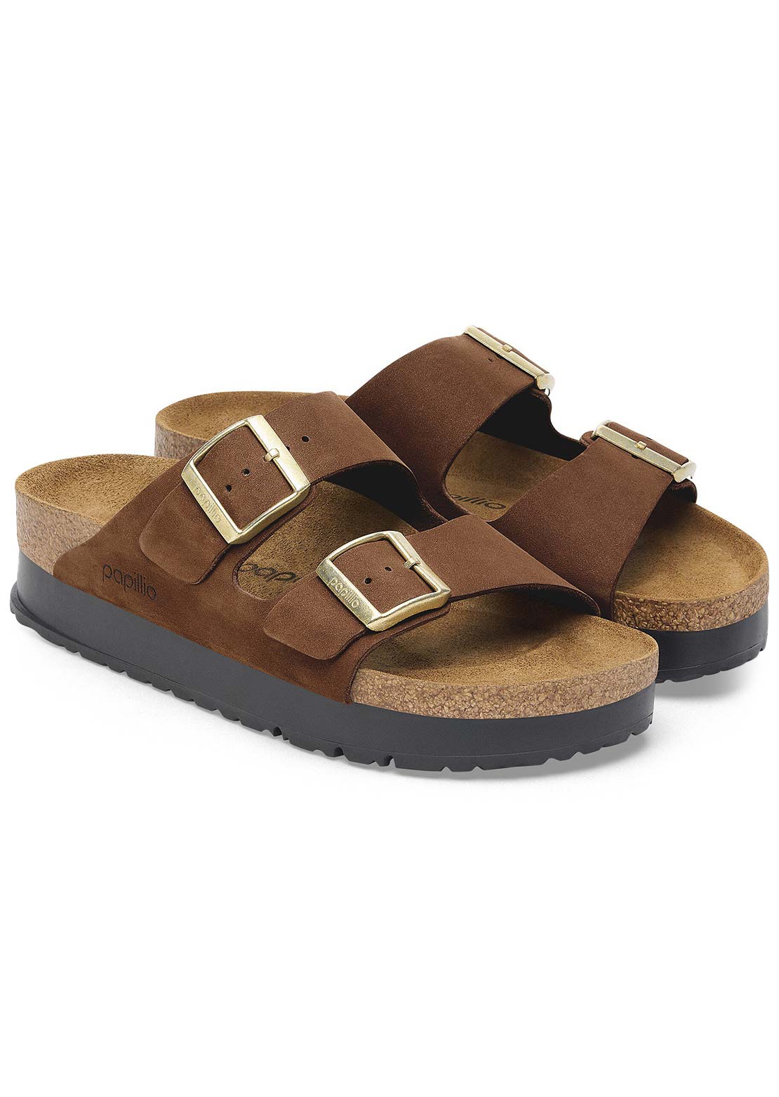 Birkenstock Women's Arizona Platform Nubuck Narrow Sandals Dark Tea
