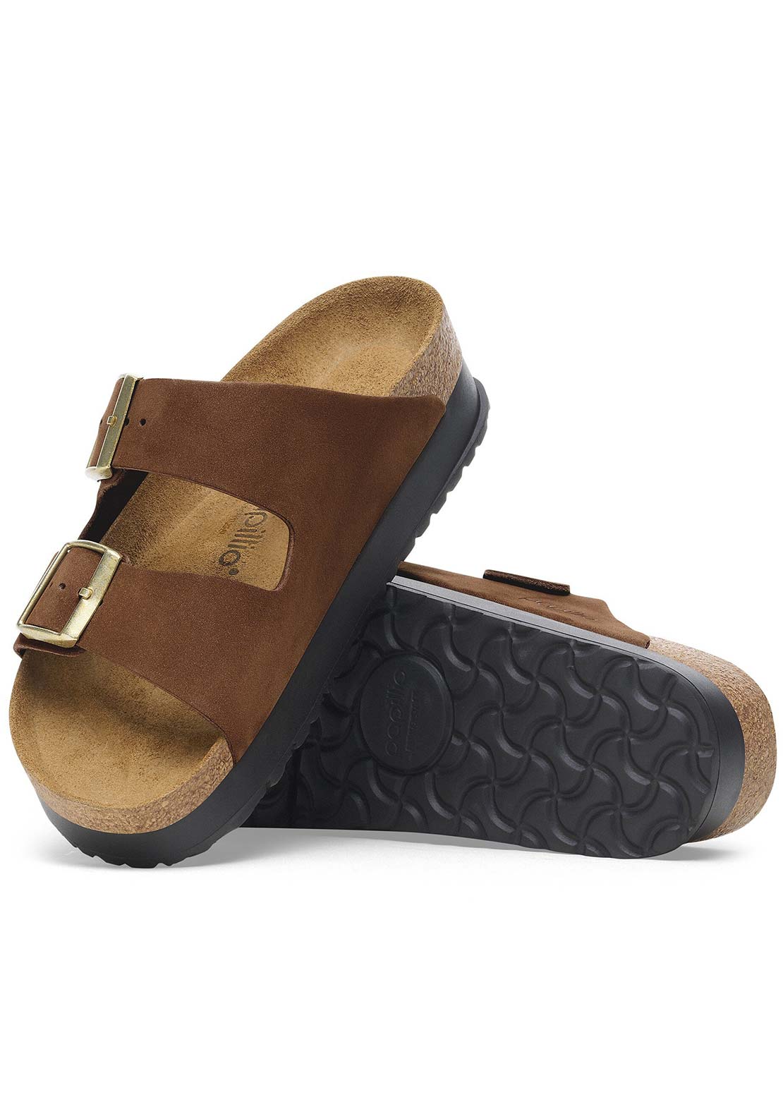 Birkenstock Women's Arizona Platform Nubuck Narrow Sandals Dark Tea