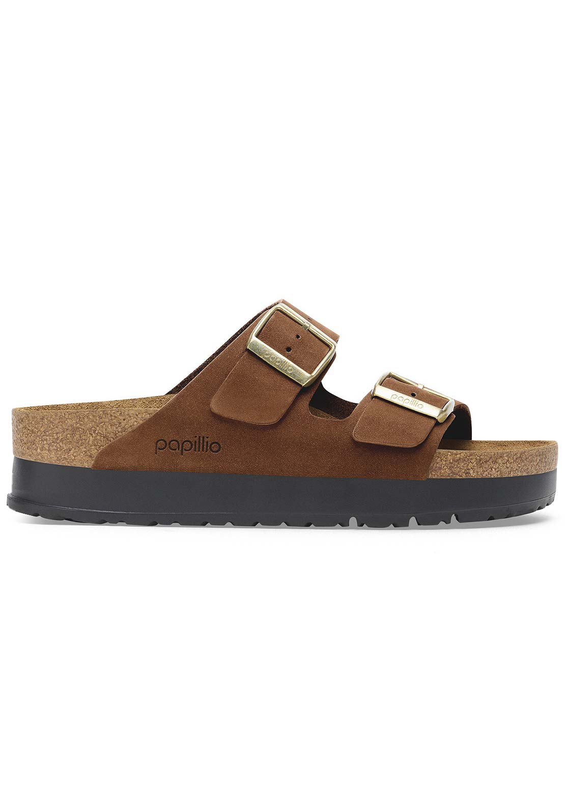 Birkenstock Women's Arizona Platform Nubuck Narrow Sandals Dark Tea