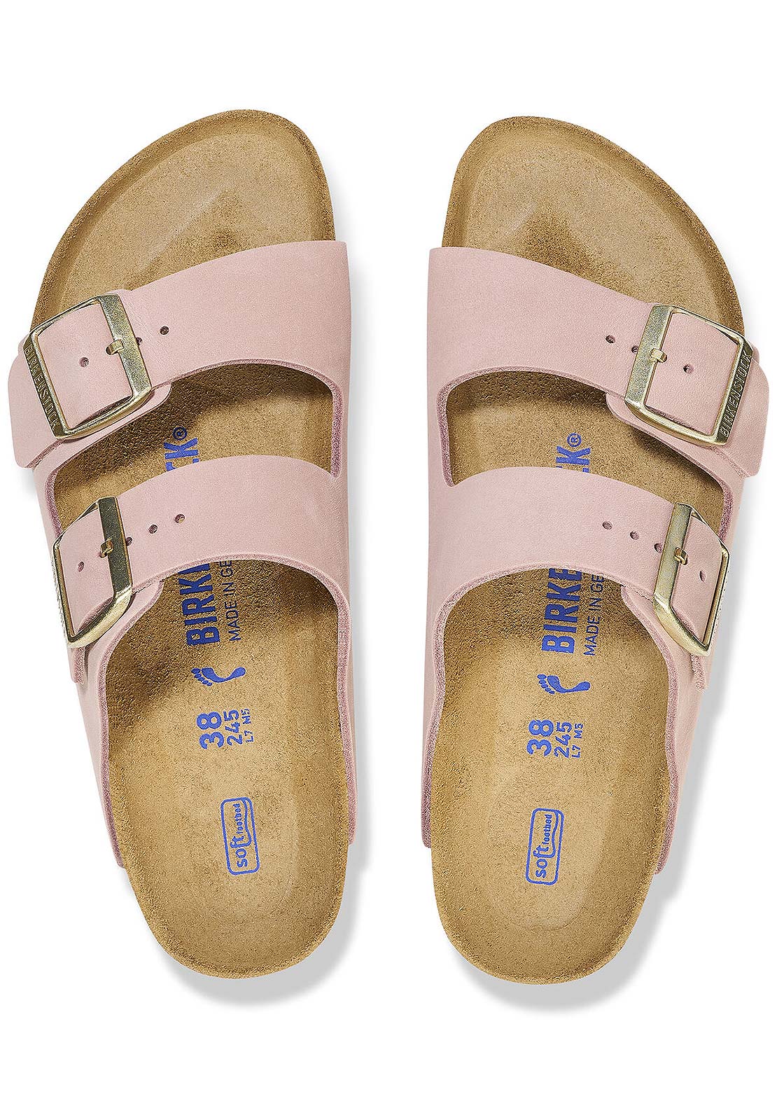 Birkenstock Women&#39;s Arizona SFB Nubuck Regular Sandals Soft Pink