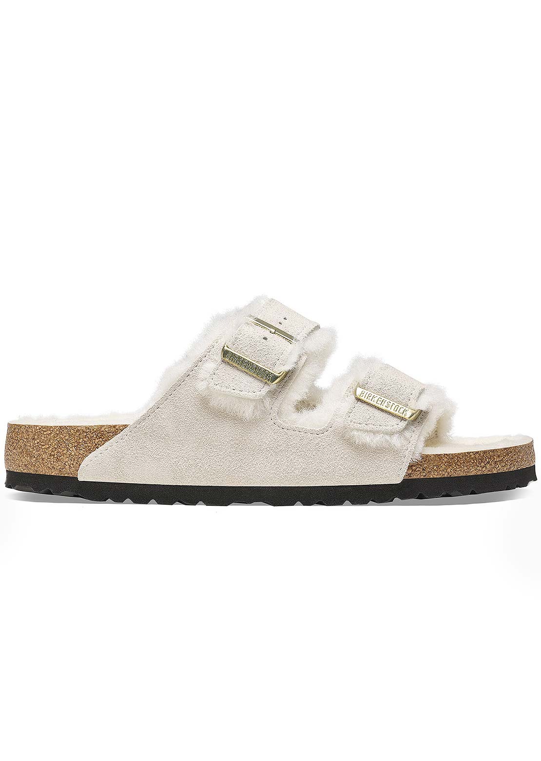 Birkenstock Women's Arizona Shearling Suede/Shearling Narrow Sandals Antique White