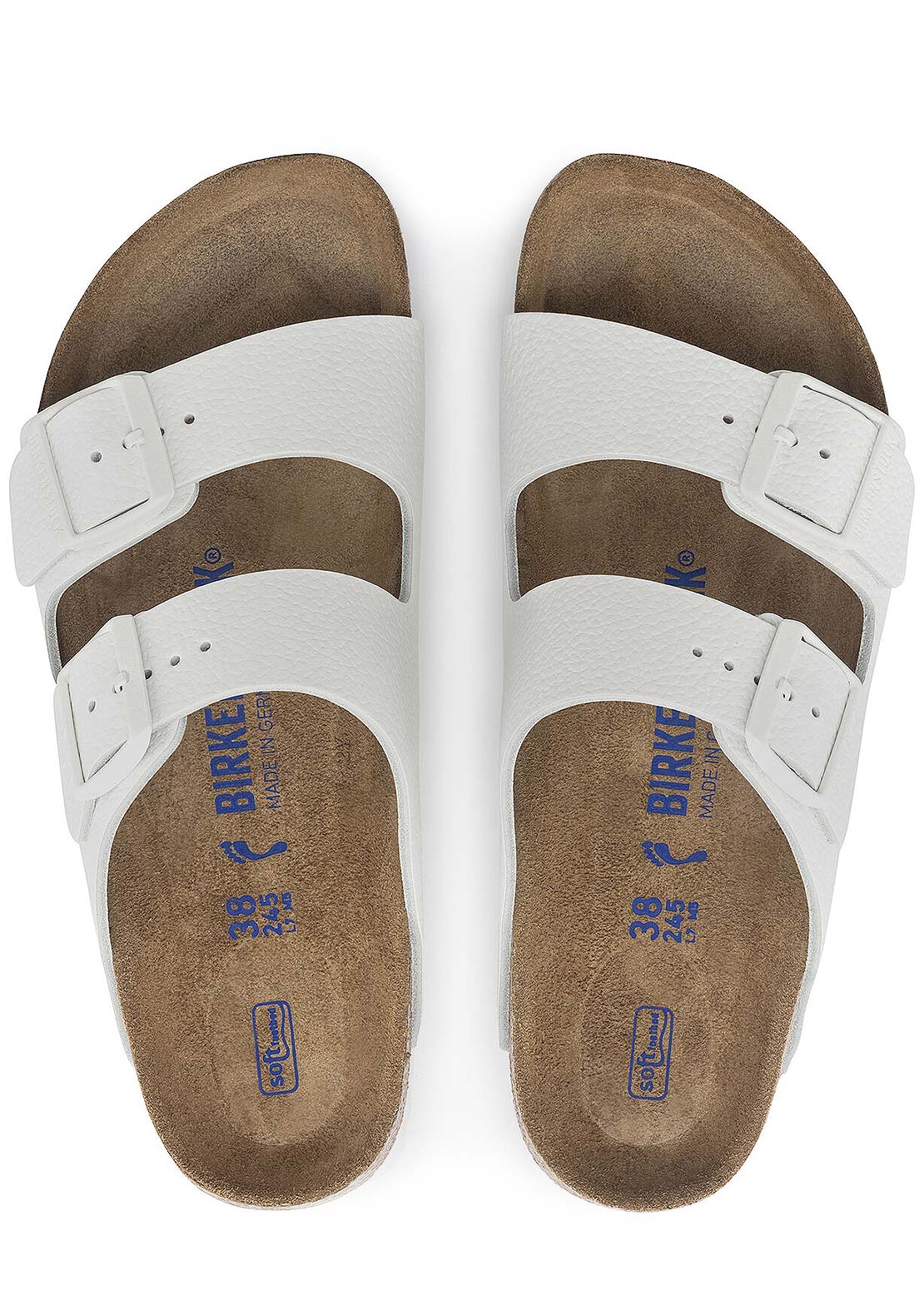 Birkenstock Women&#39;s Arizona Soft Footbed Leather Sandals White