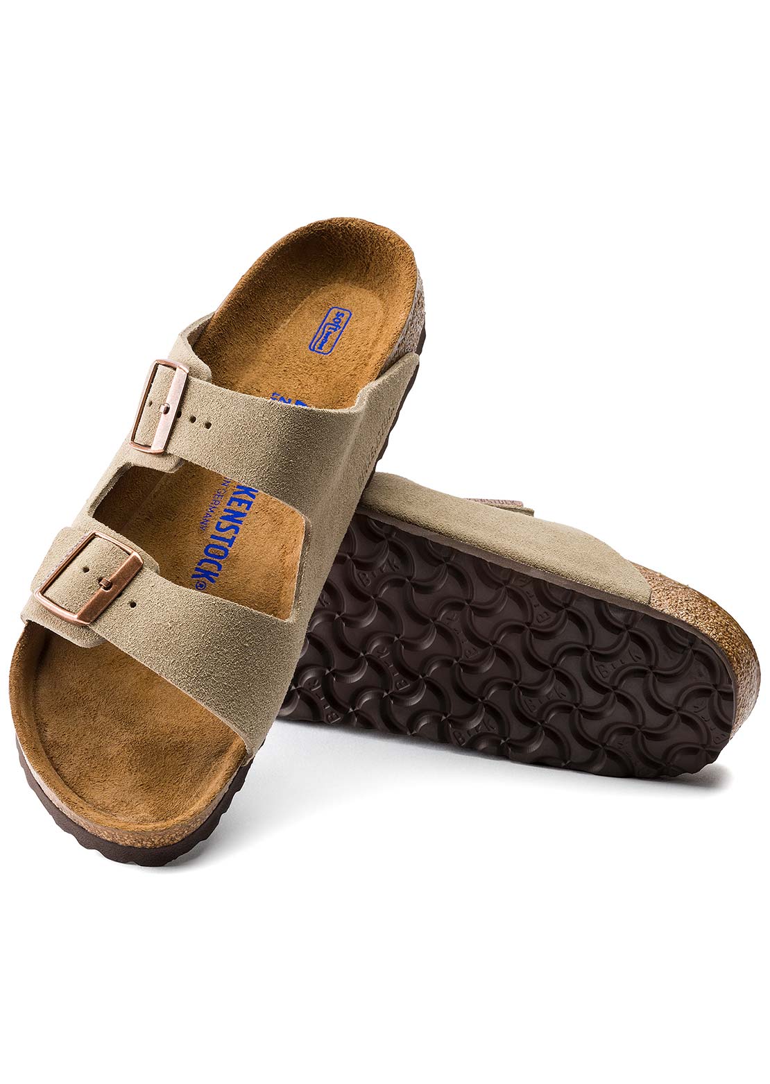 Birkenstock Women's Arizona Soft Footbed Suede Narrow Sandals Taupe