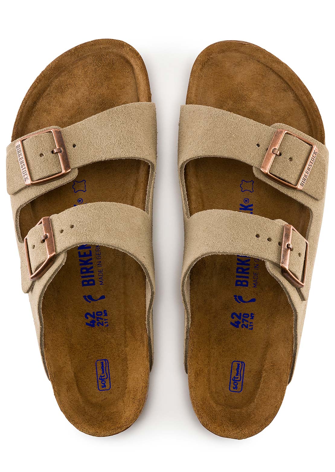 Birkenstock Women's Arizona Soft Footbed Suede Narrow Sandals Taupe