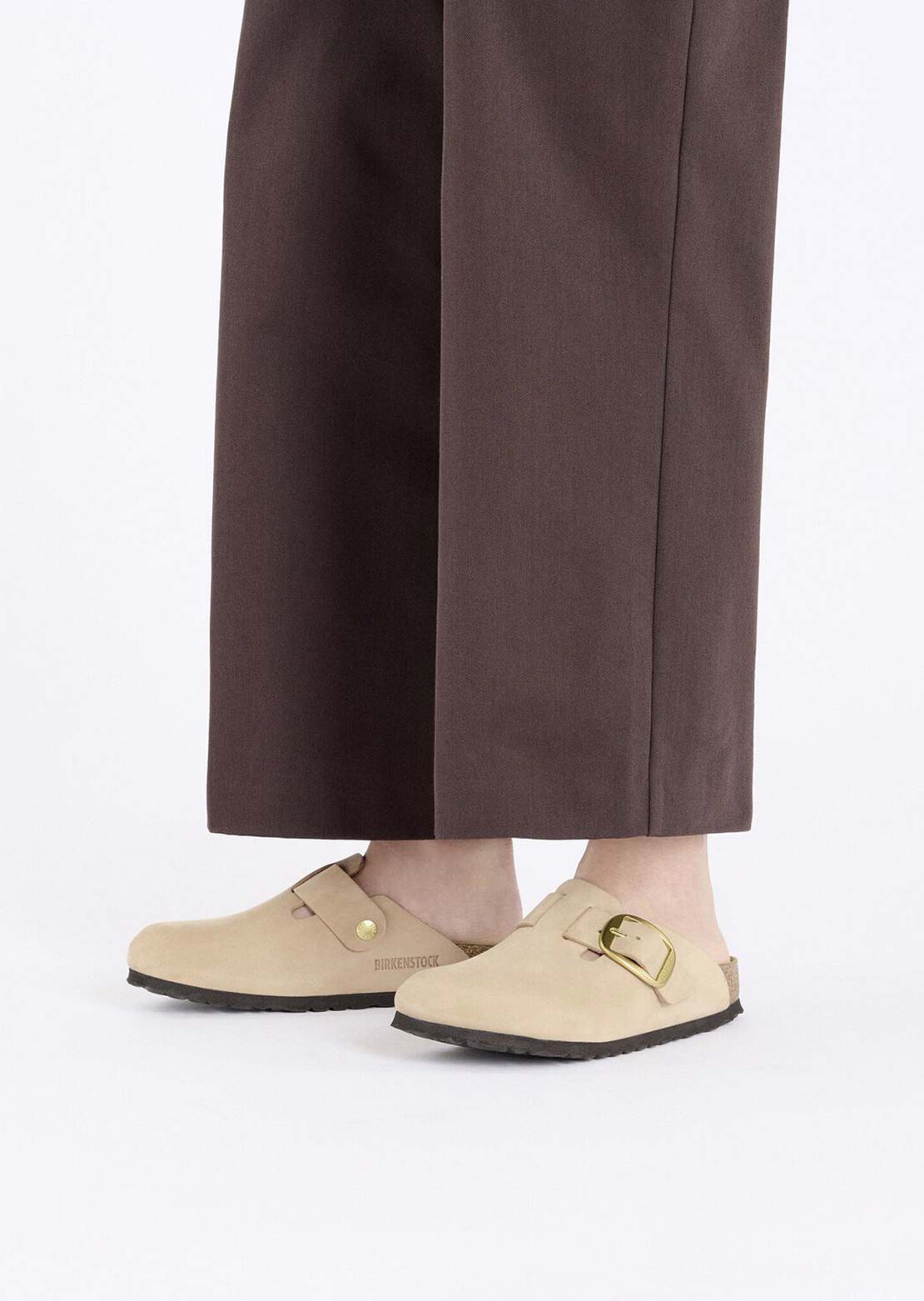 Birkenstock Women's Boston Big Buckle Nubuck Sandals Sandcastle