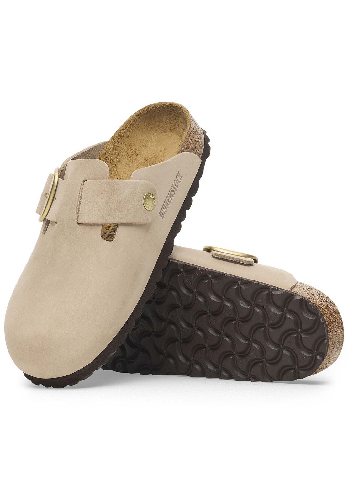 Birkenstock Women's Boston Big Buckle Nubuck Sandals Sandcastle