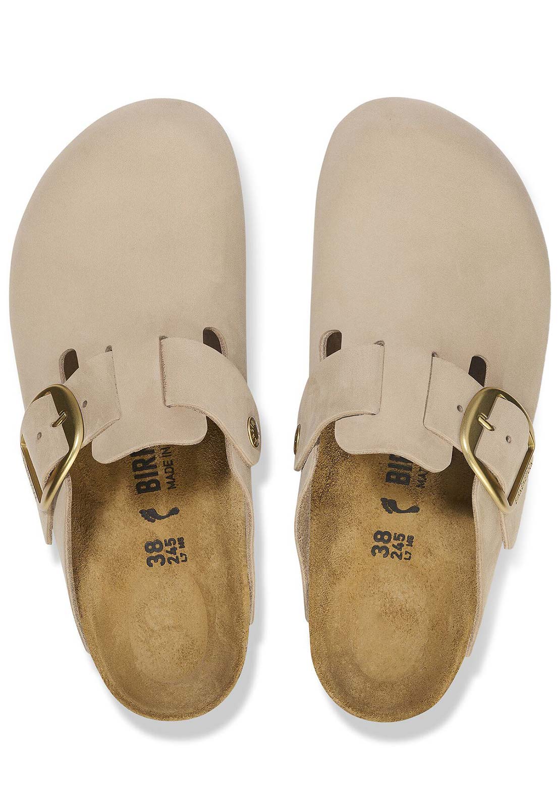 Birkenstock Women's Boston Big Buckle Nubuck Sandals Sandcastle