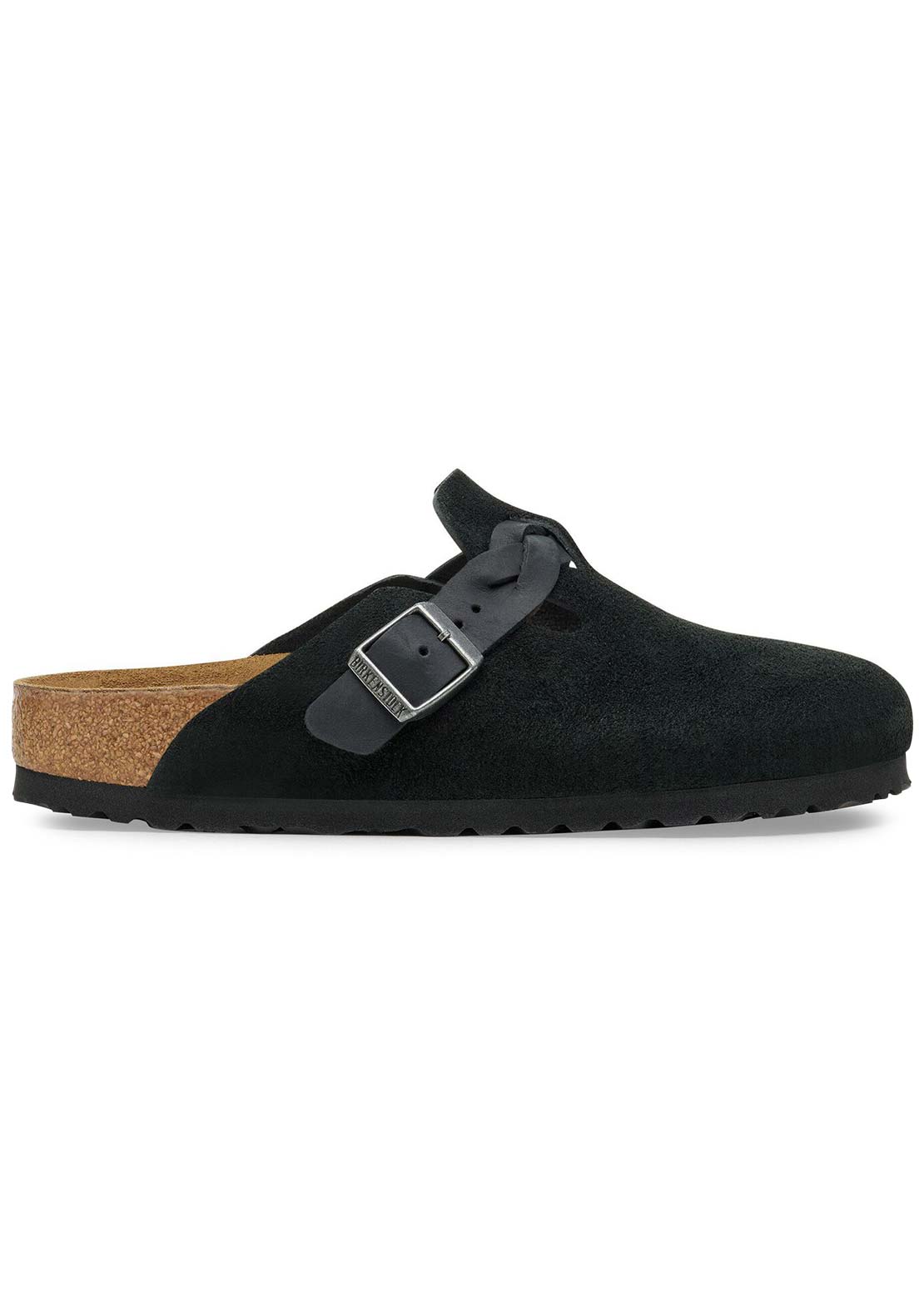 Birkenstock Women's Boston Braid Suede/Oiled Leather Narrow Sandals Black