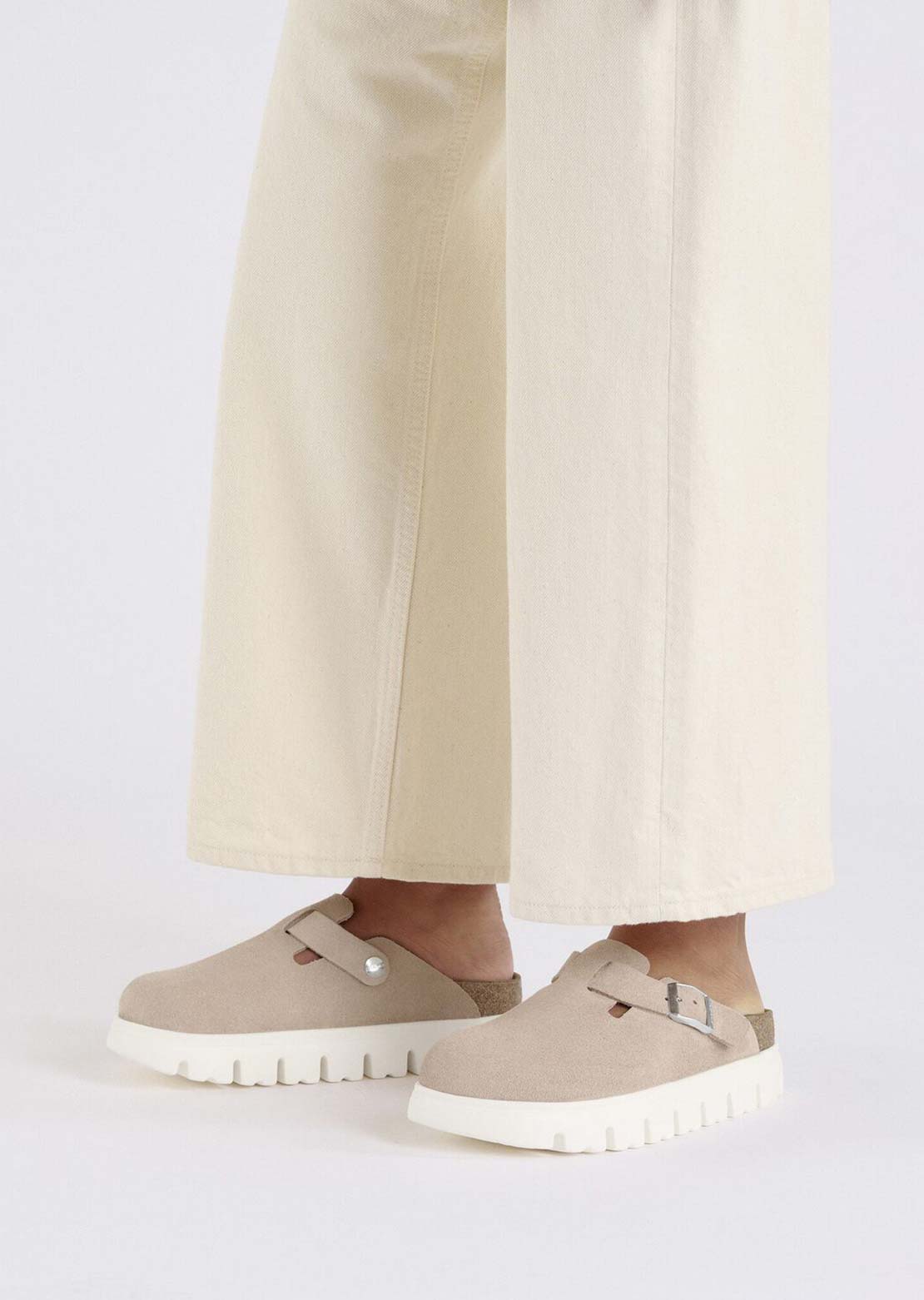 Birkenstock Women's Boston Chunky Narrow Suede Sandals Light Rose