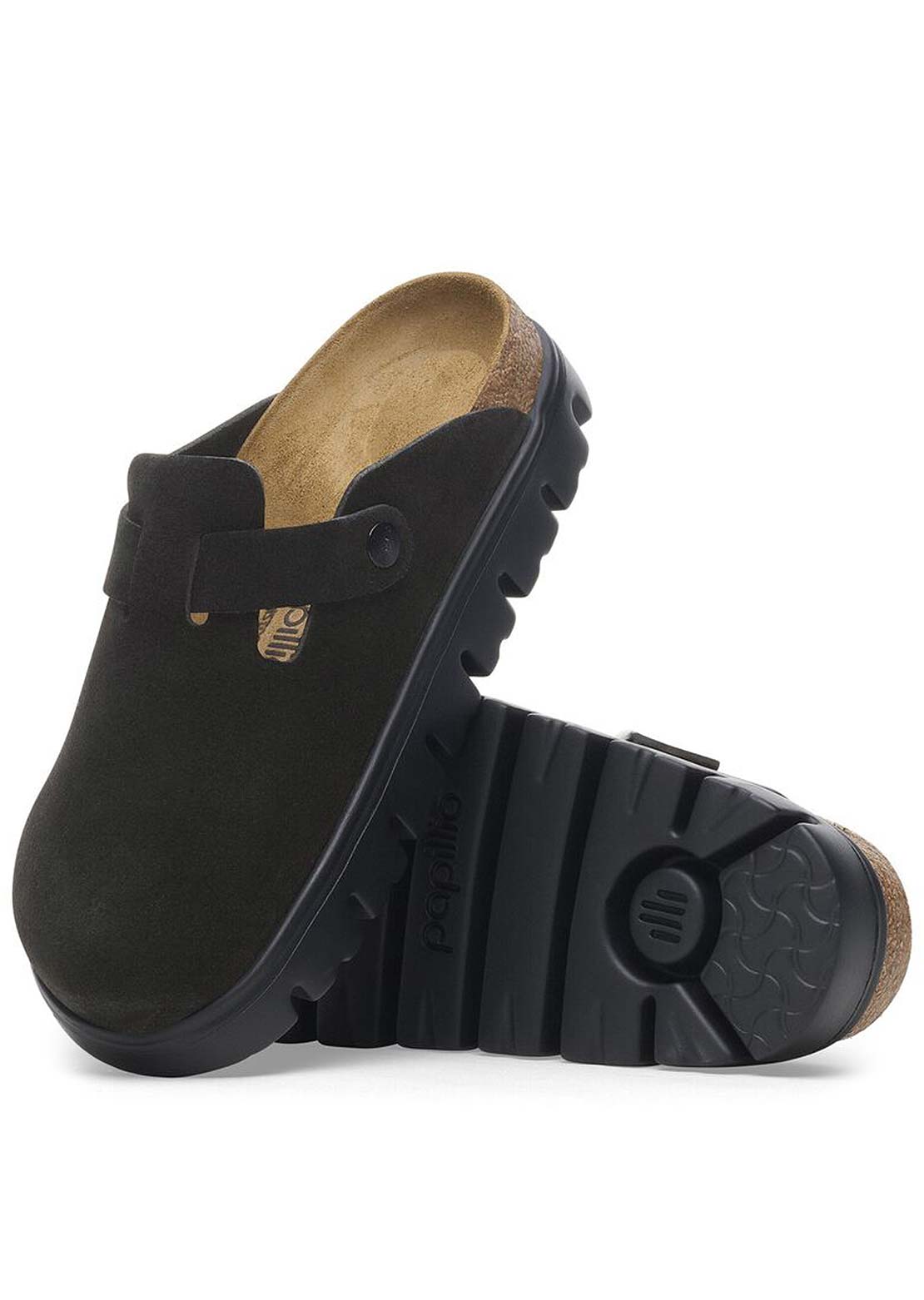 Birkenstock Women's Boston Chunky Suede Leather Sandals Black