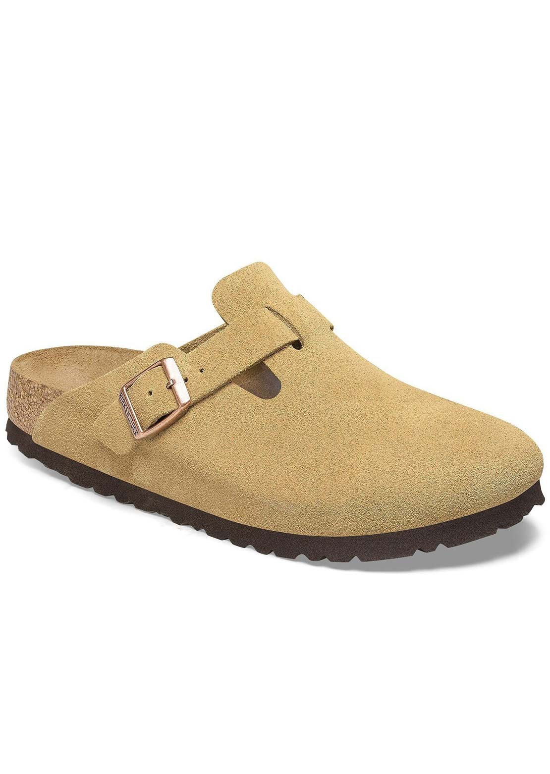 Birkenstock Women's Boston Latte Narrow Suede Sandals Cream