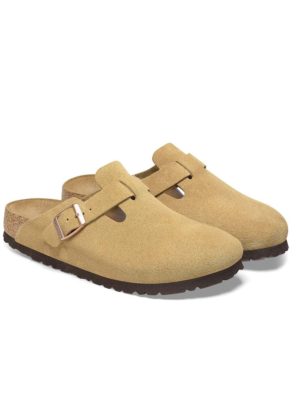 Birkenstock Women's Boston Latte Narrow Suede Sandals Cream