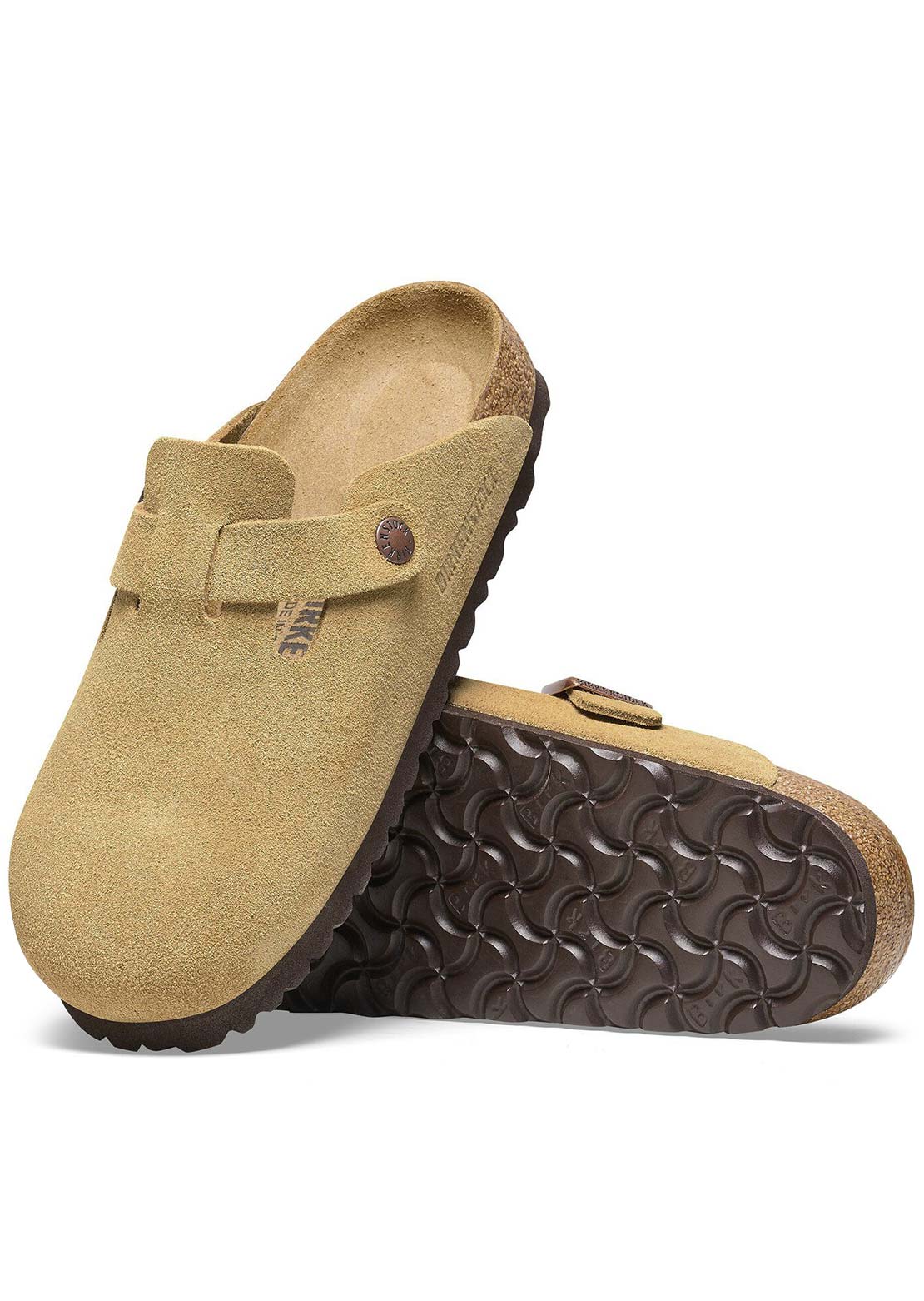 Birkenstock Women's Boston Latte Narrow Suede Sandals Cream