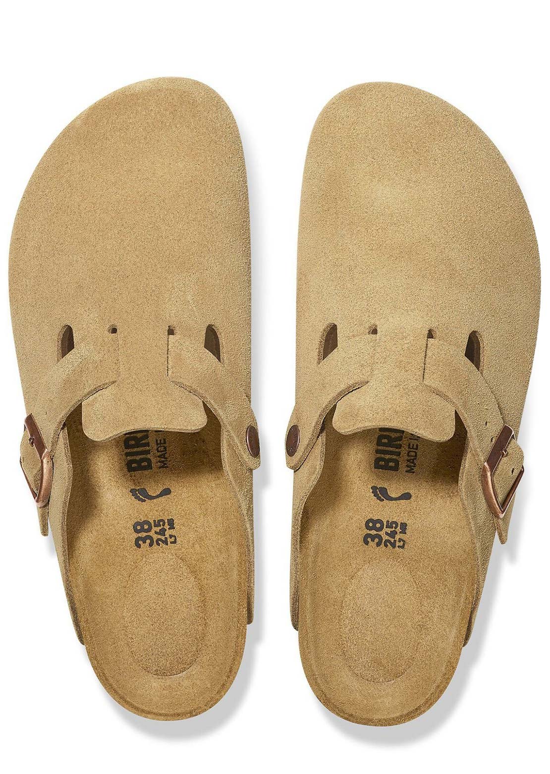 Birkenstock Women's Boston Latte Narrow Suede Sandals Cream