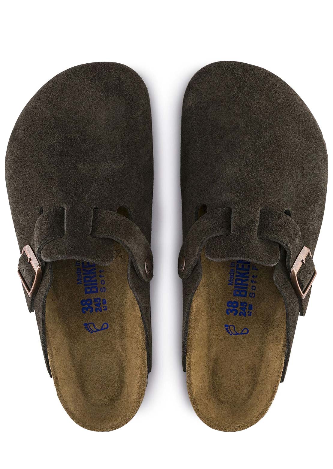 Birkenstock Women's Boston Soft Suede Narrow Footbed Sandals Mocha
