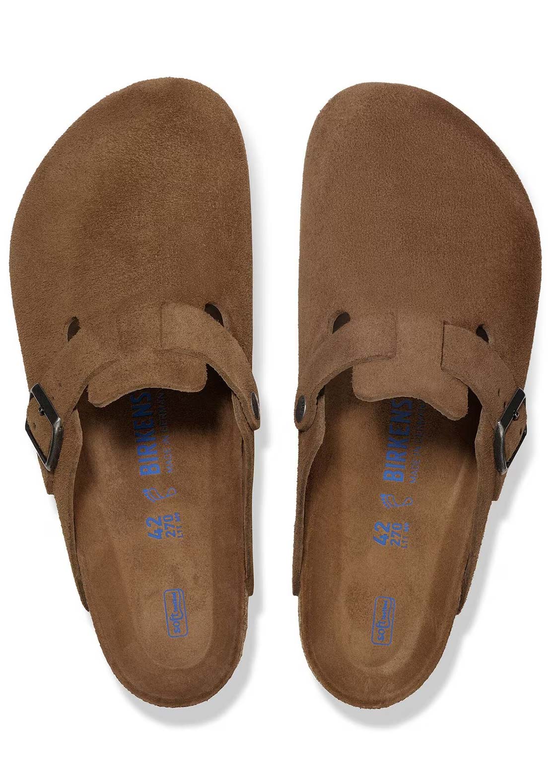 Birkenstock Women's Boston Soft Suede Narrow Footbed Sandals Dark Tea