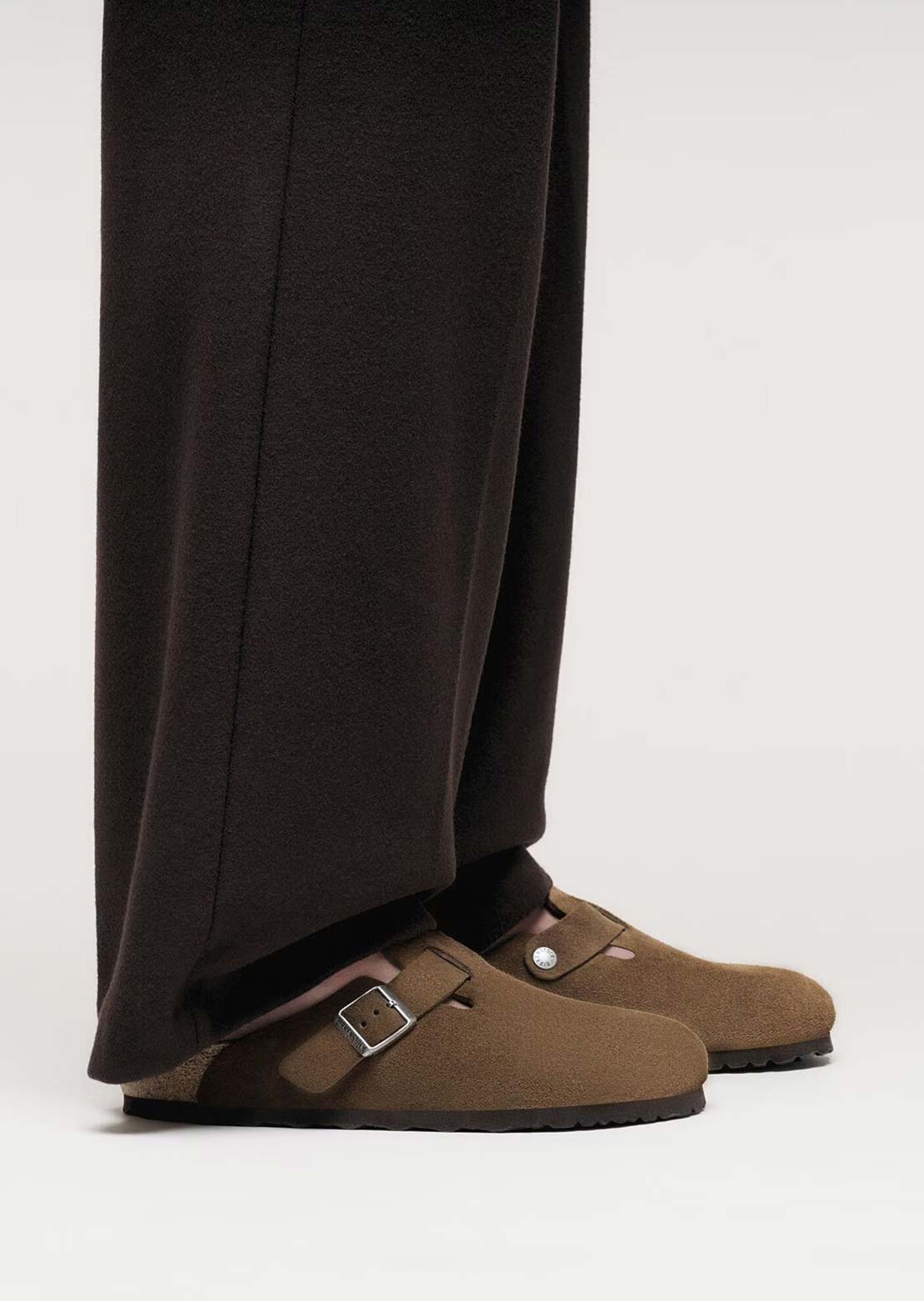 Birkenstock Women's Boston Soft Suede Narrow Footbed Sandals Dark Tea