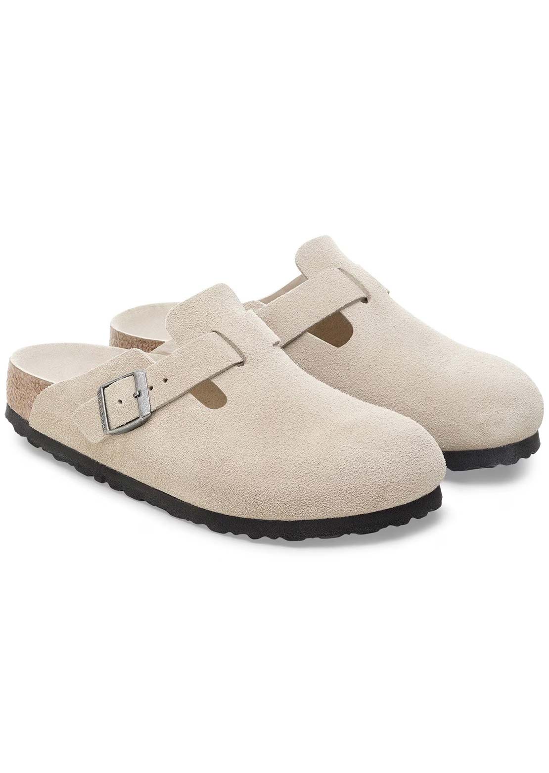 Birkenstock Women's Boston Soft Suede Narrow Footbed Sandals Oyster