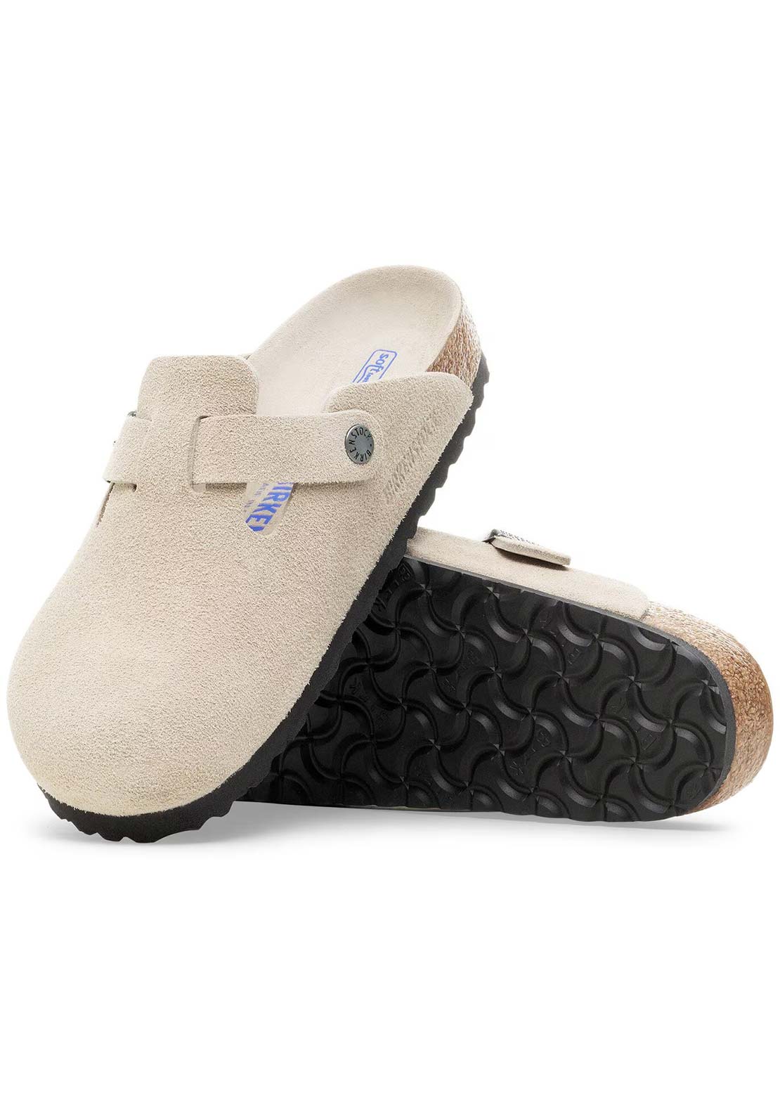 Birkenstock Women's Boston Soft Suede Narrow Footbed Sandals Oyster