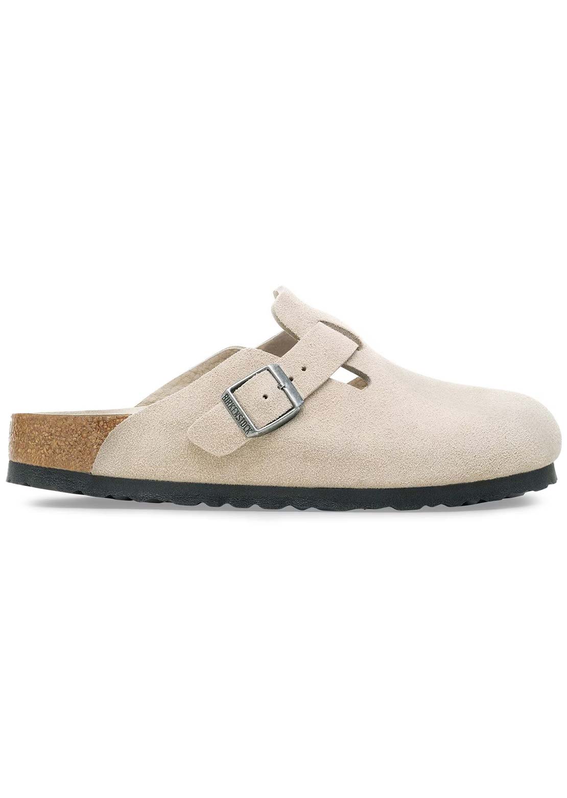 Birkenstock Women's Boston Soft Suede Narrow Footbed Sandals Oyster