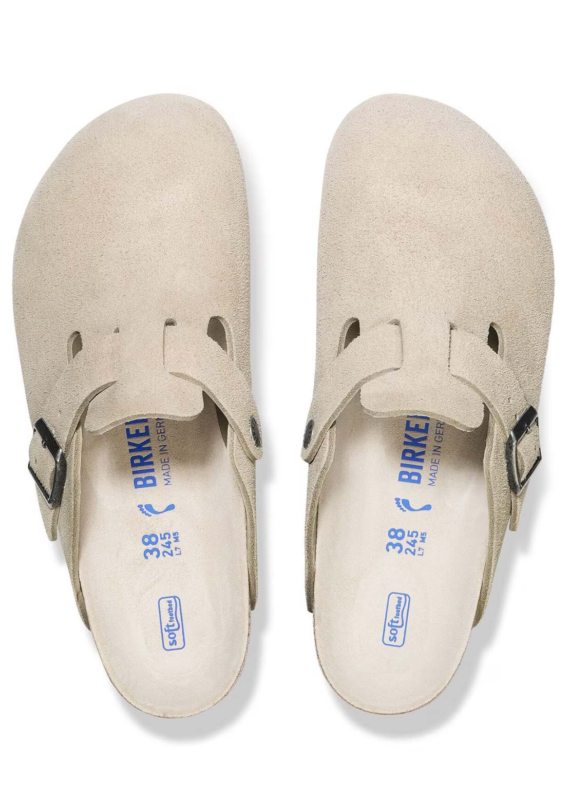 Birkenstock Women's Boston Soft Suede Narrow Footbed Sandals Oyster