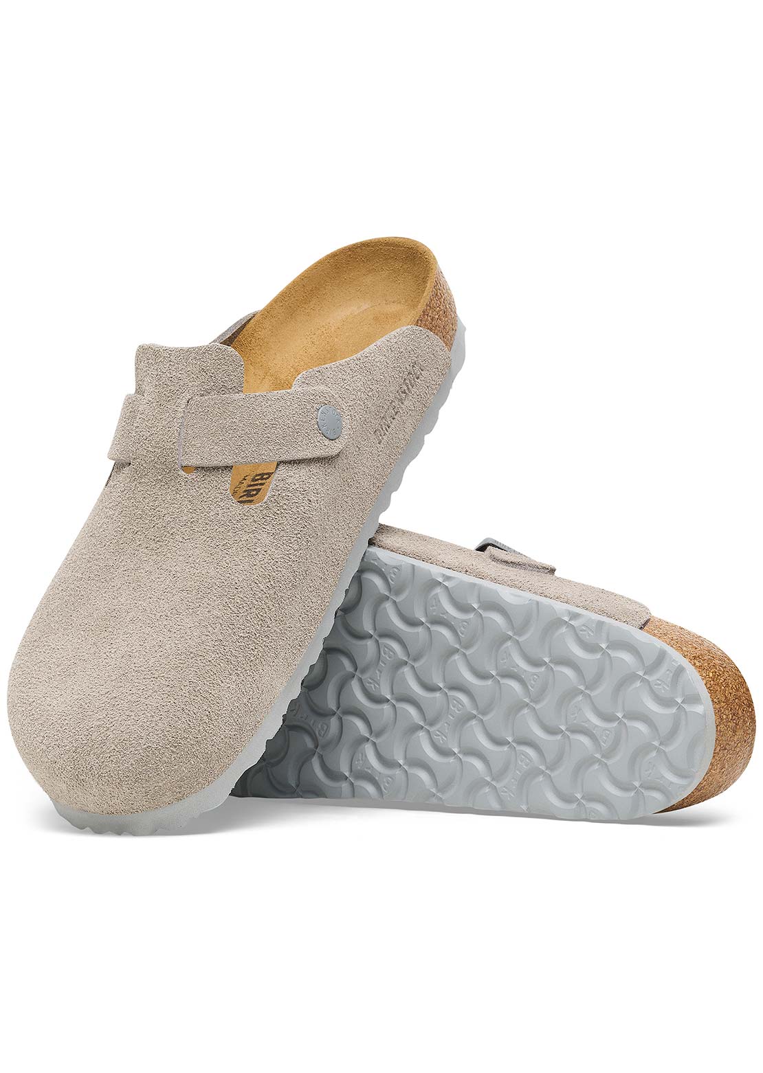 Birkenstock Women's Boston Suede Leather Sandals Stone Coin