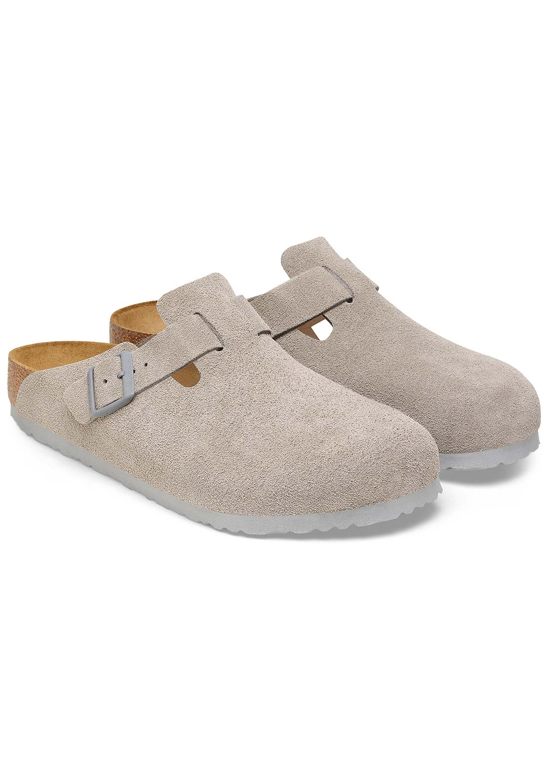 Birkenstock Women's Boston Suede Leather Sandals Stone Coin