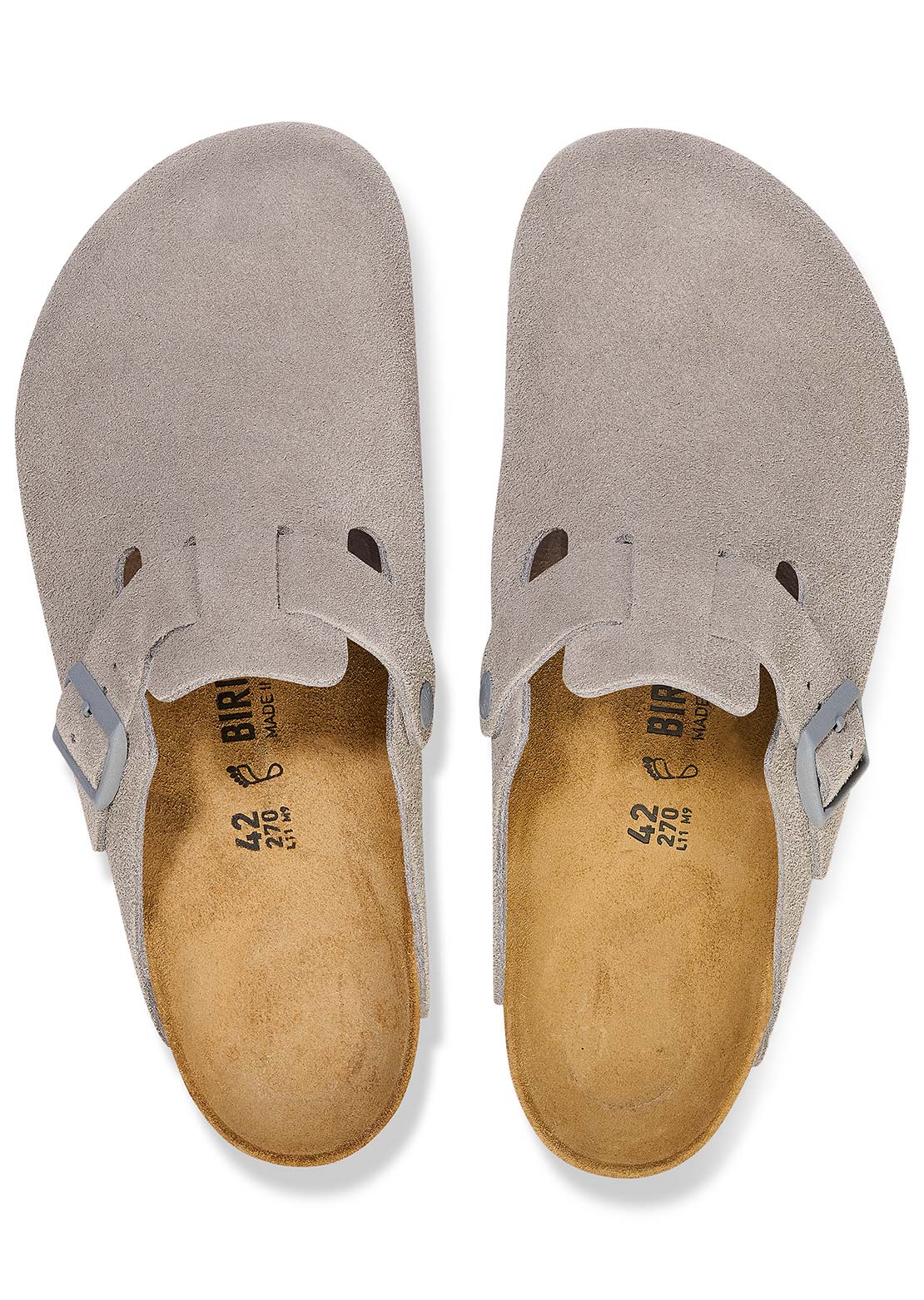 Birkenstock Women's Boston Suede Leather Sandals Stone Coin