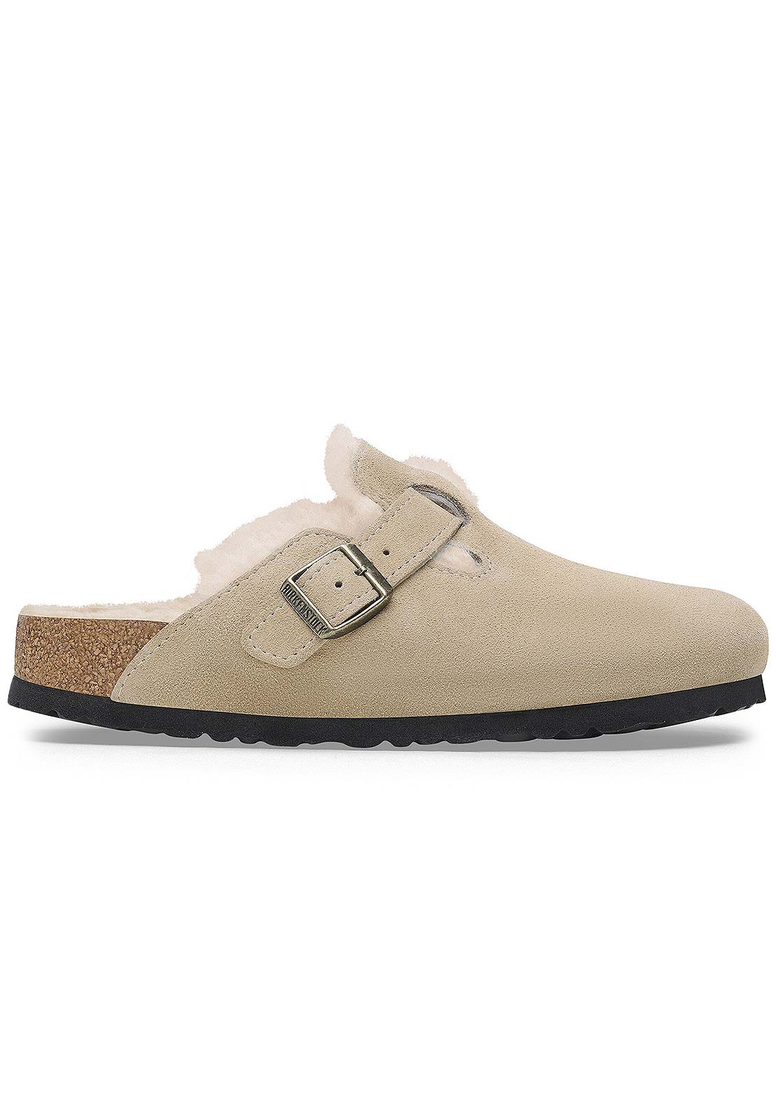 Birkenstock Women's Boston Suede/Shearling Narrow Sandals Shearling Taupe