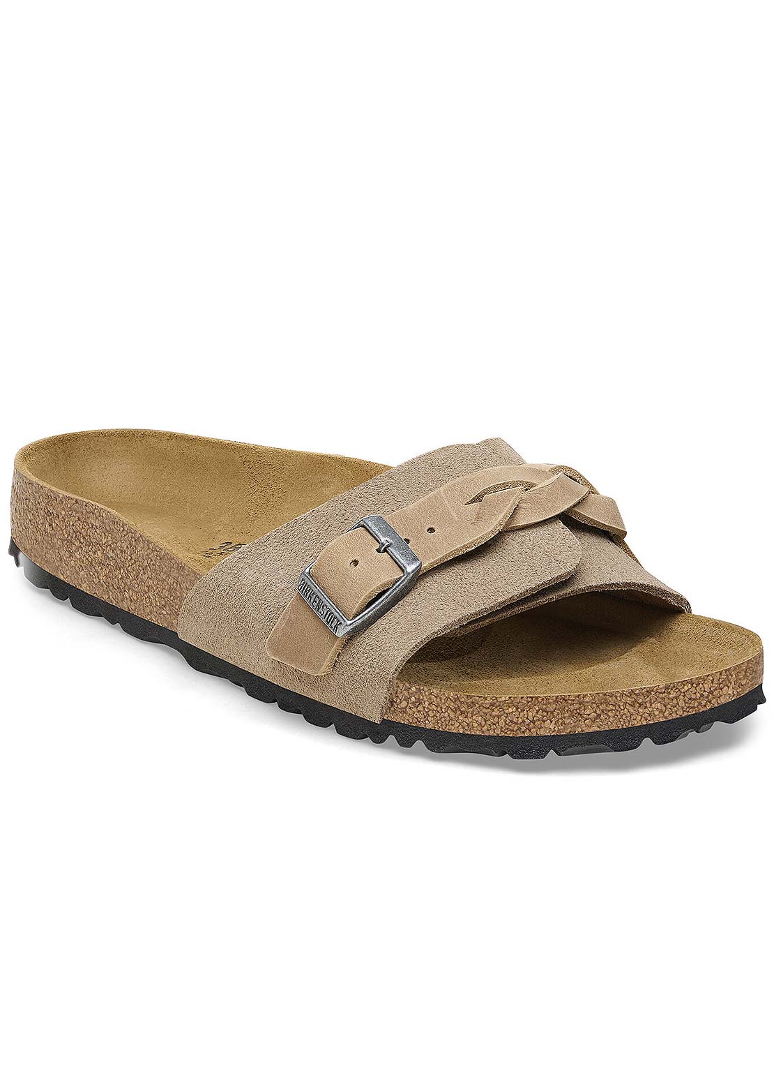 Birkenstock Women&#39;s Oita Braid Suede Oiled Leather Narrow Sandals Taupe