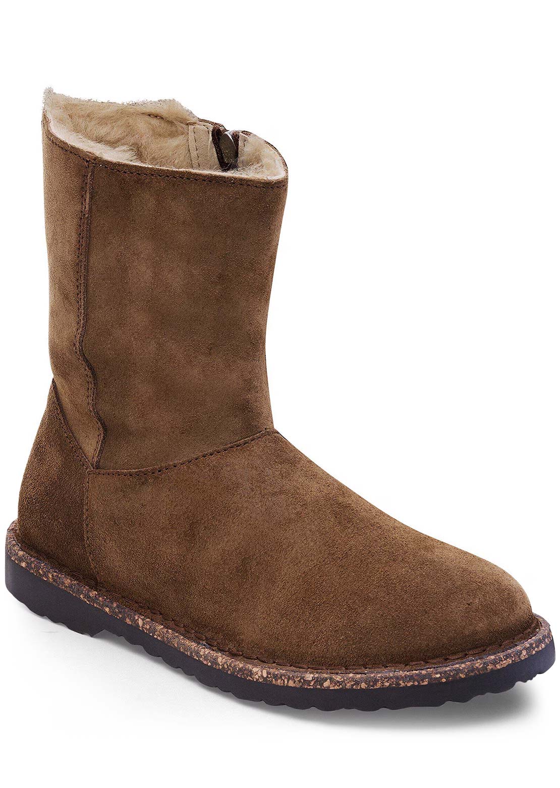 Birkenstock Women's Uppsala Zip Shearling Suede Regular Winter Boots Dark Tea