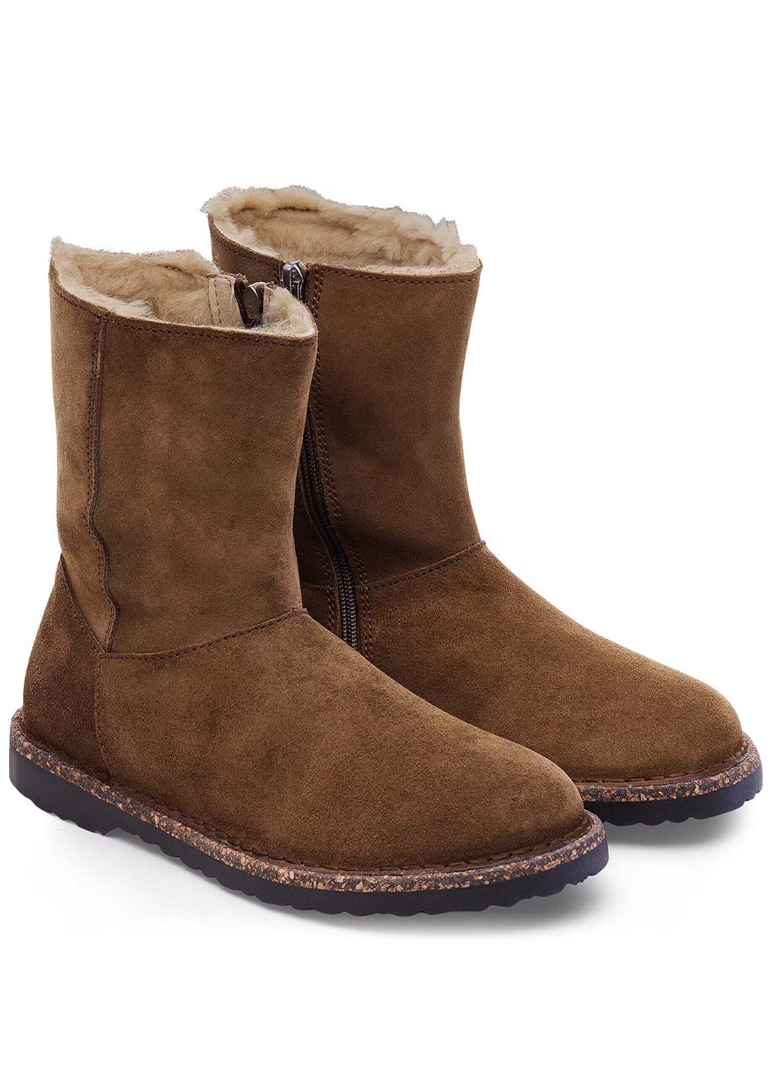 Birkenstock Women's Uppsala Zip Shearling Suede Regular Winter Boots Dark Tea