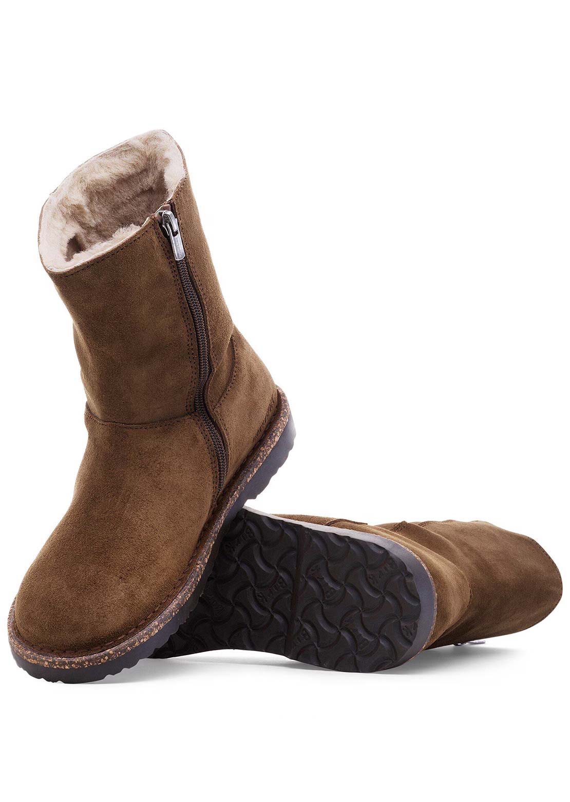 Birkenstock Women's Uppsala Zip Shearling Suede Regular Winter Boots Dark Tea