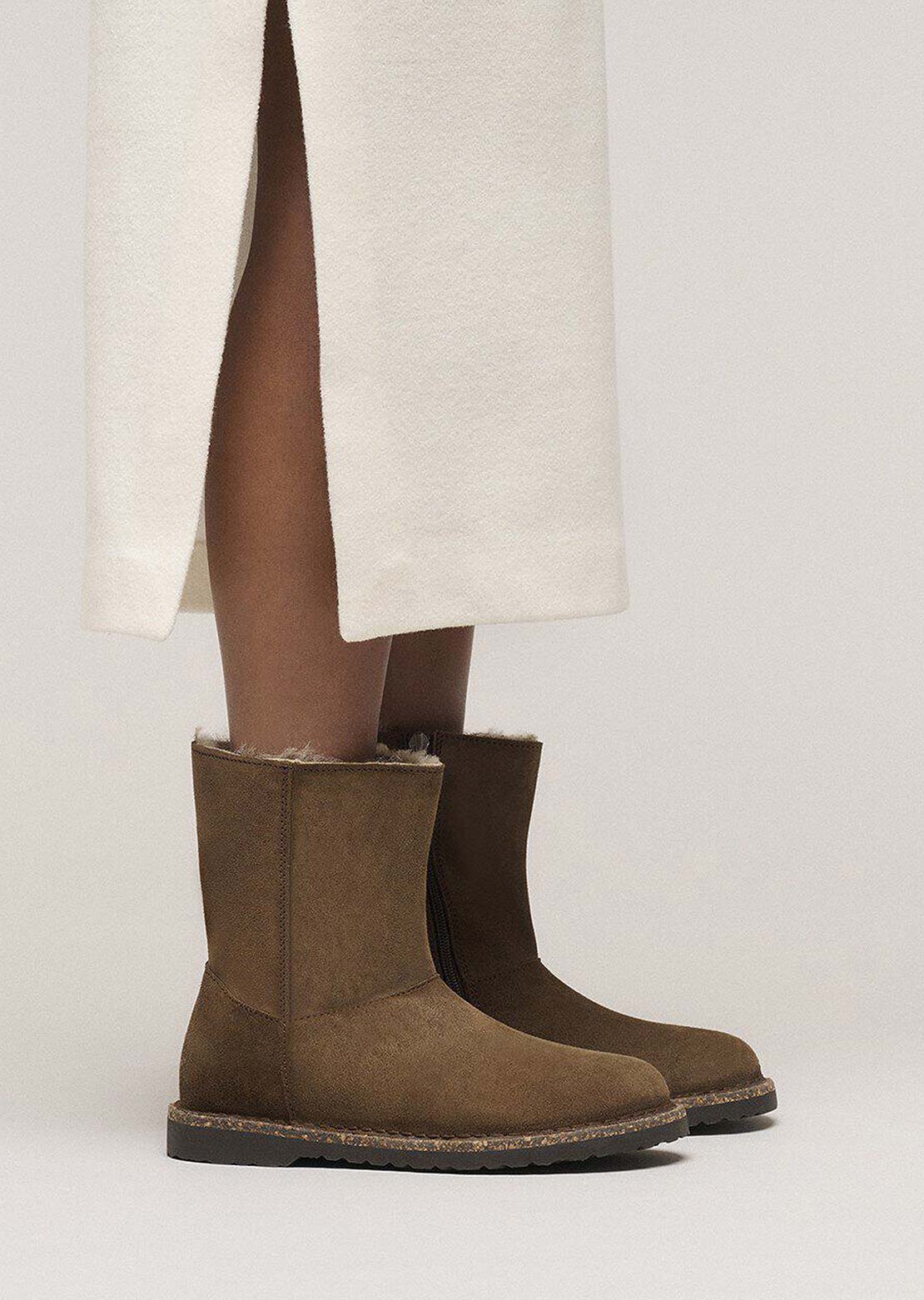 Birkenstock Women's Uppsala Zip Shearling Suede Regular Winter Boots Dark Tea