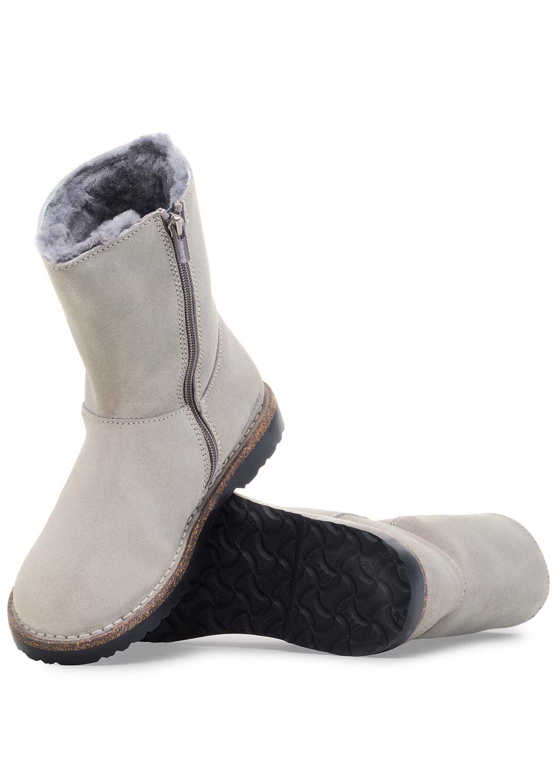 Birkenstock Women's Uppsala Zip Shearling Suede Regular Winter Boots Stone Coin