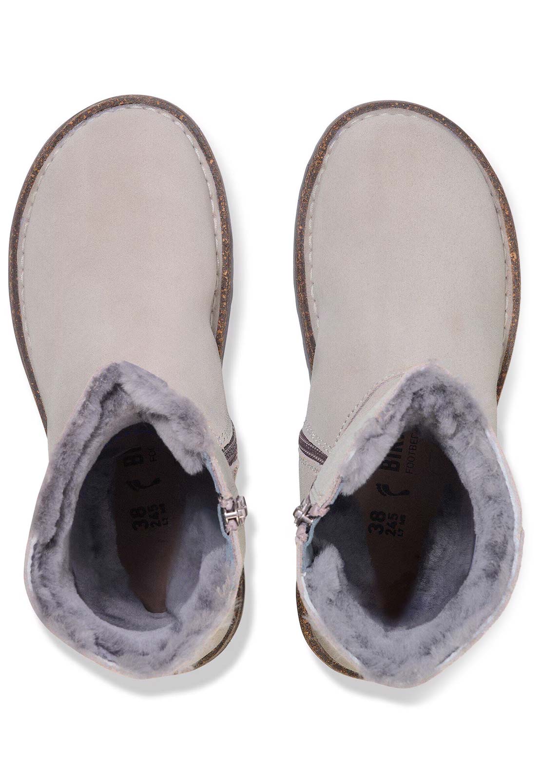 Birkenstock Women's Uppsala Zip Shearling Suede Regular Winter Boots Stone Coin